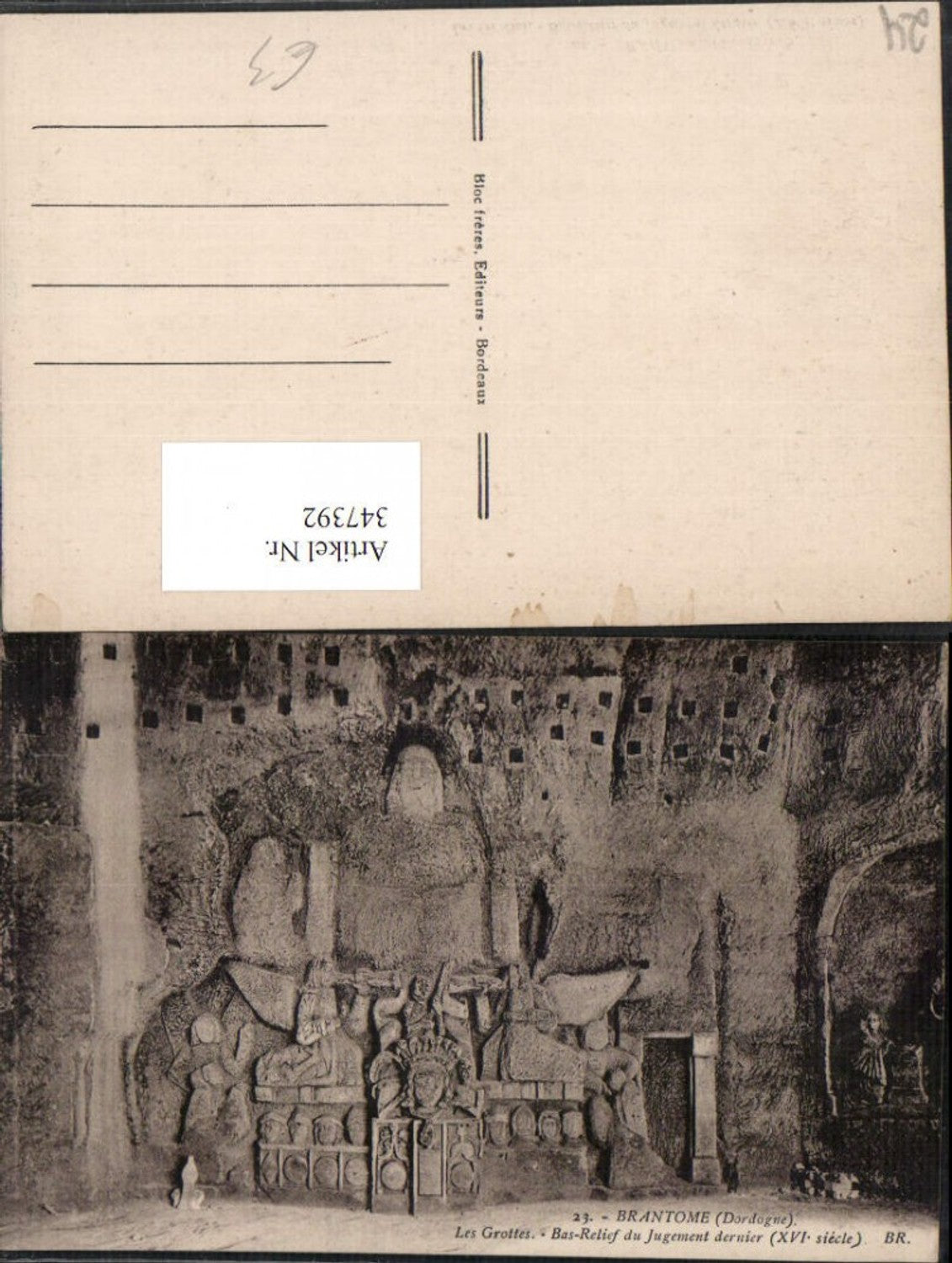 347392,Aquitanien Dordogne Brantome Les Grottes Bas-Relief du Jugement dernier Grotte