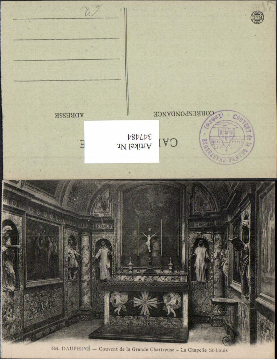 347484,Rhone-Alpes Isere Dauphine Couvent de la Grande Chartreuse Chapelle St-Louis Kapelle
