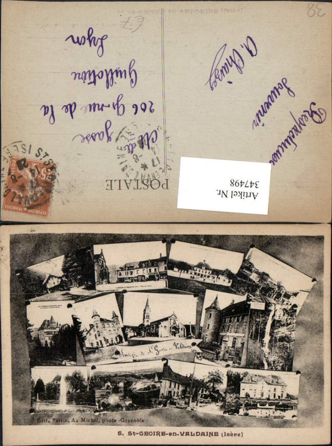 347498,Rhone-Alpes Isere St-Geoire-en-Valdaine Kirche Schloss Fontäne Mehrbildkarte