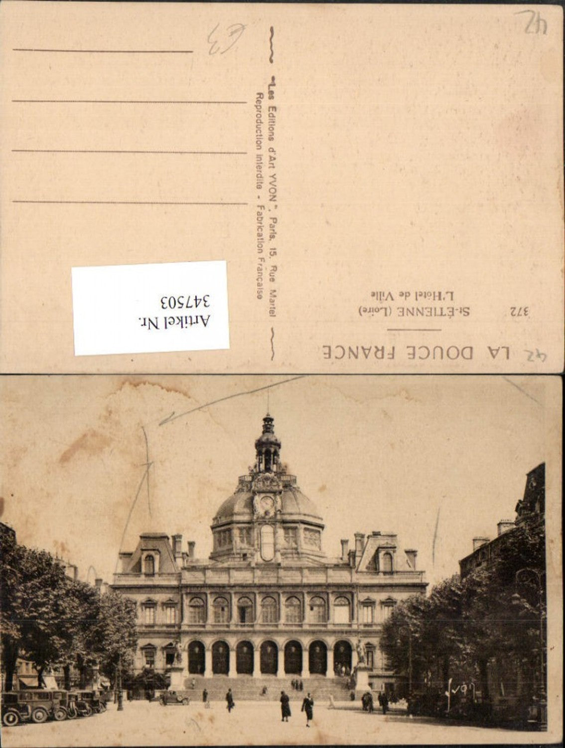 347503,Rhone-Alpes Loire St-Etienne L'Hotel de Ville Rathaus