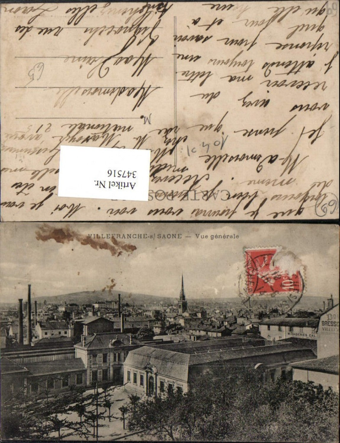 347516,Rhone-Alpes Rhone Villefranche-sur-Saone Vue generale Totale