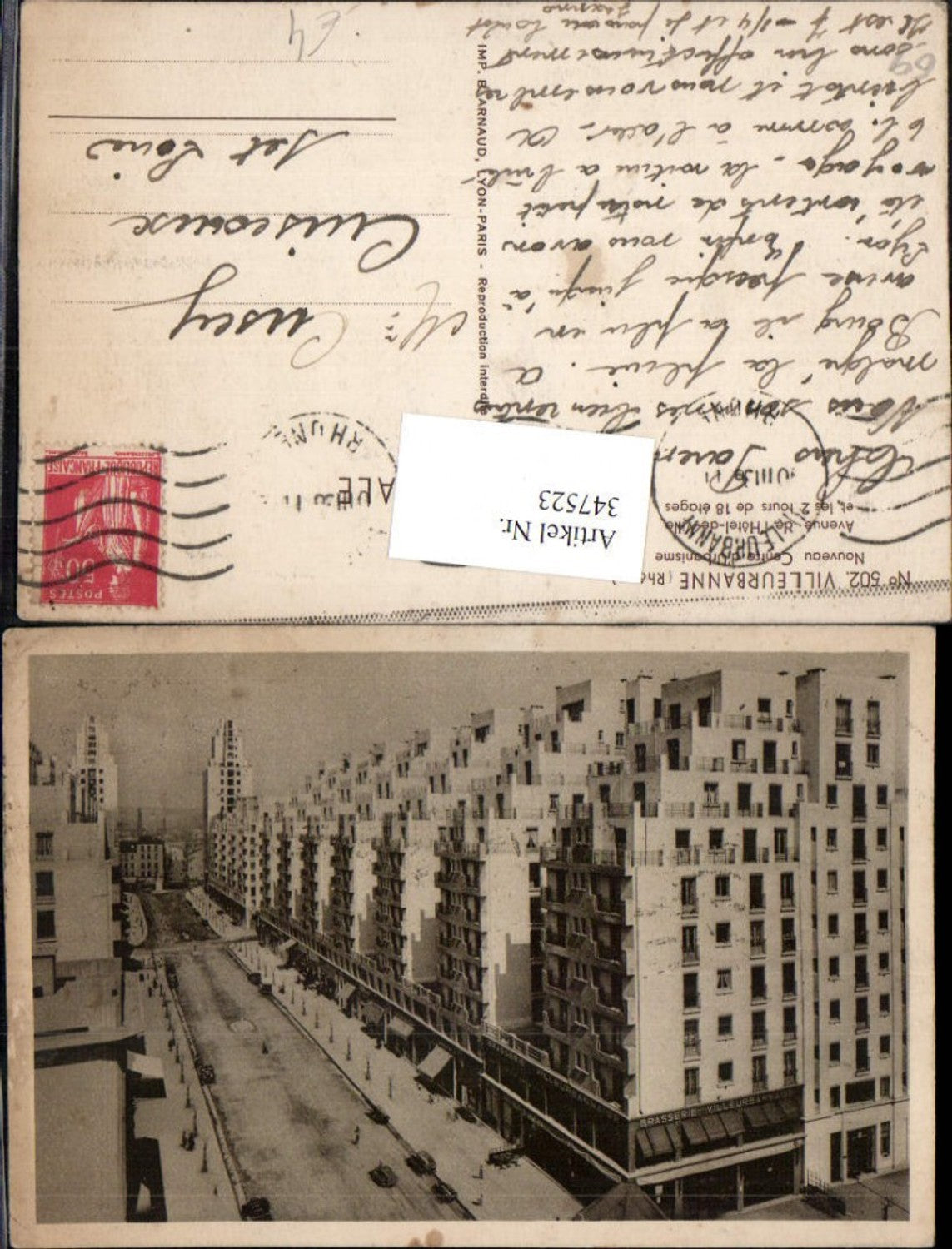 347523,Rhone-Alpes Rhone Villeurbanne Avenue de l'Hote-de-Ville Hochhäuser