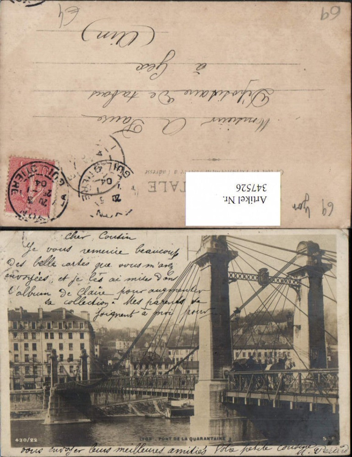 347526,Rhone-Alpes Rhone Lyon Pont de la Quarantaine Brücke