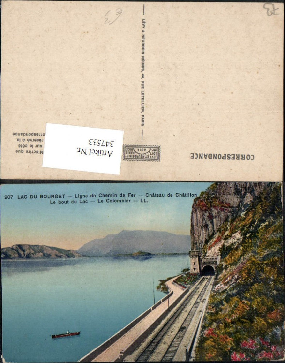 347533,Rhone-Alpes Savoie Lac du Bourget Ligne de Chemin de Fer See Tunnel