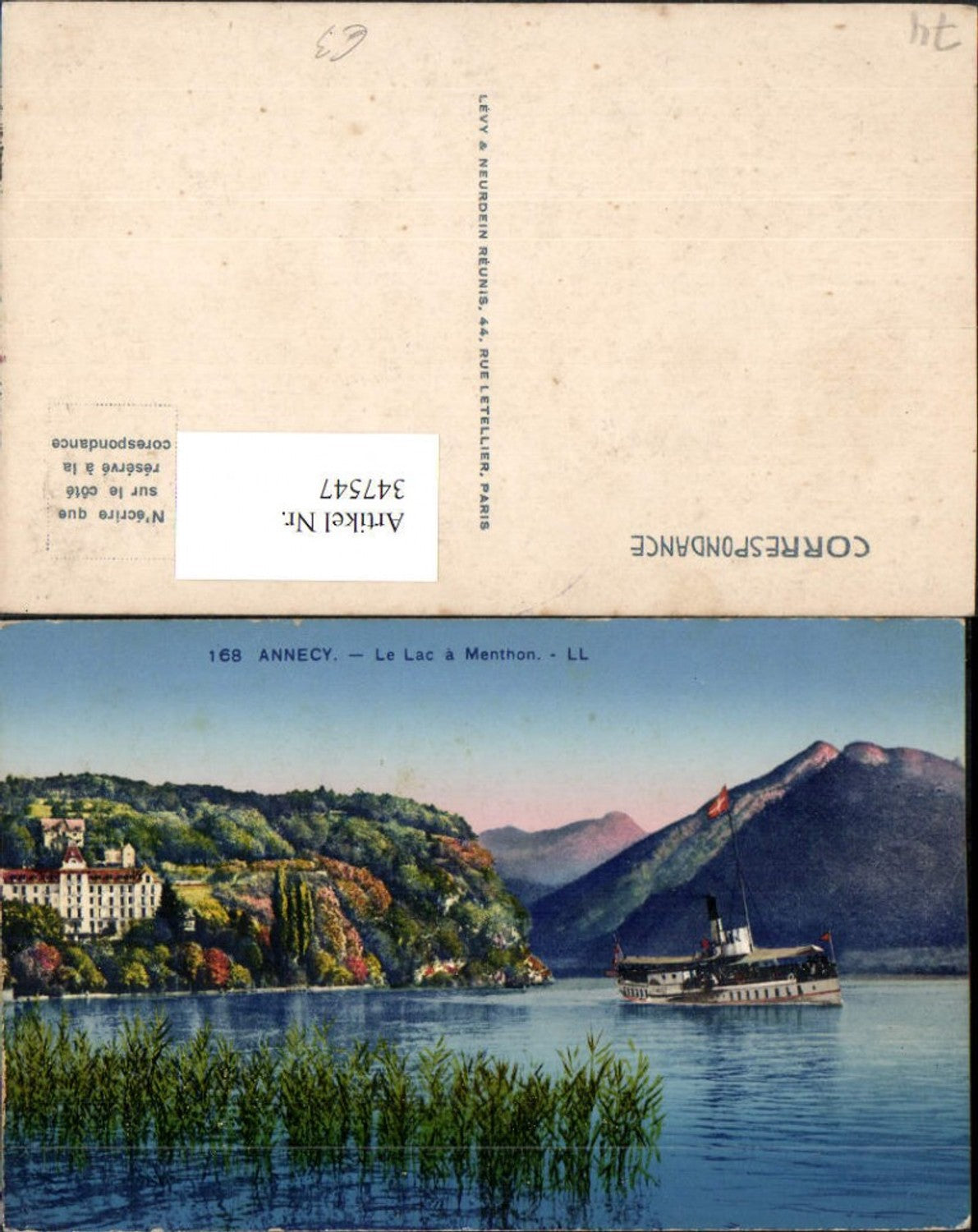 347547,Rhone-Alpes Haute-Savoie Annecy Le Lac a Menthon Dampfer Bergkulisse