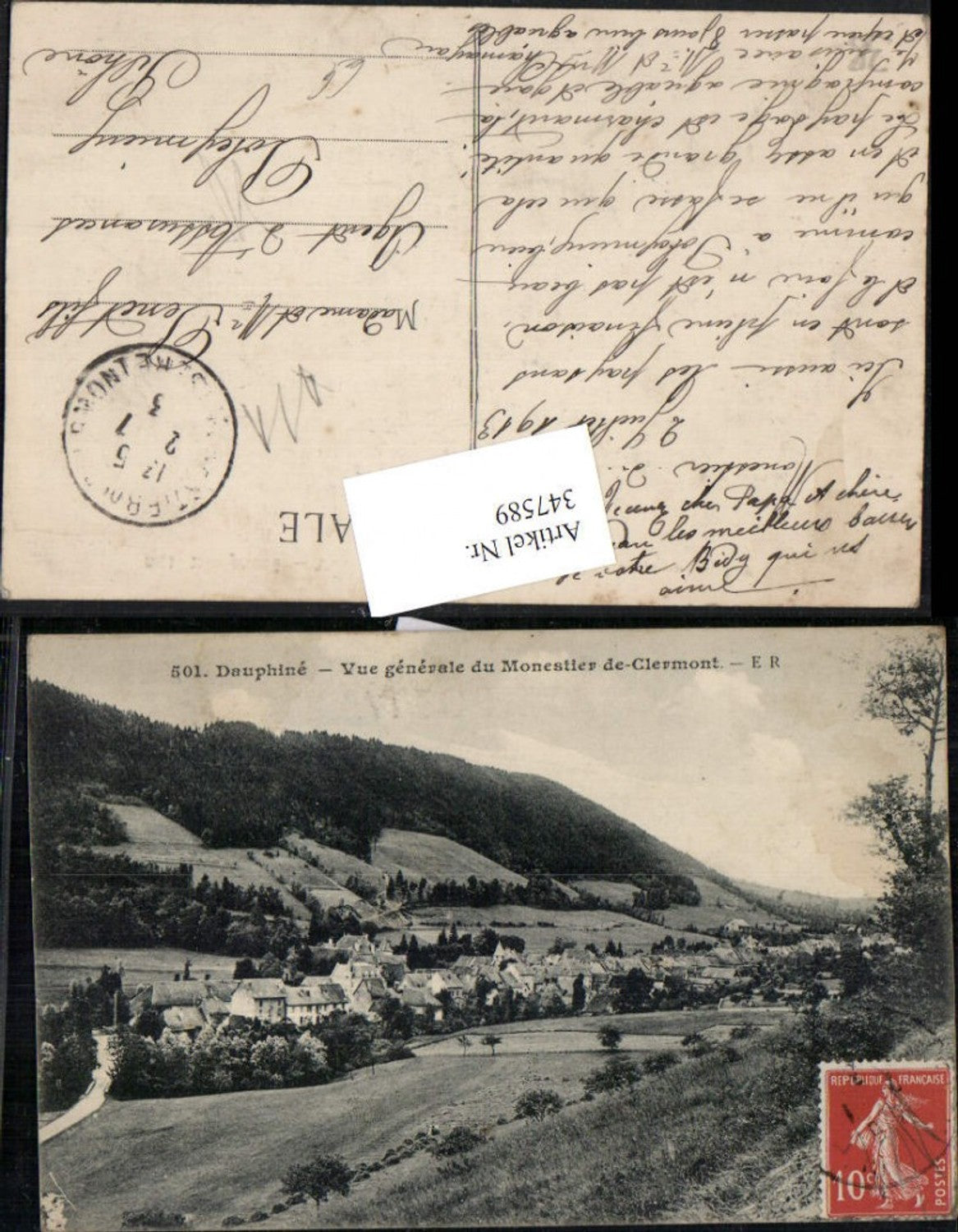 347589,Rhone-Alpes Isere Dauphine Vue generale deu Monestier de Clermont Totale