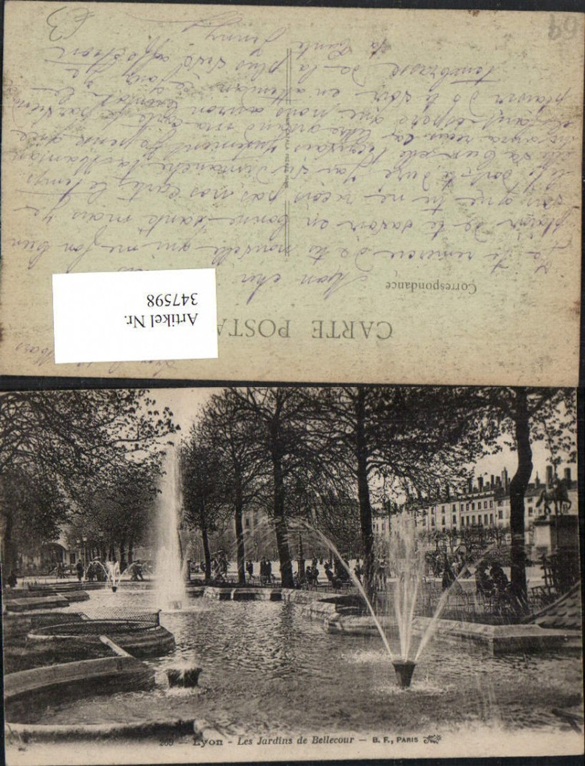 347598,Rhone-Alpes Rhone Lyon Les Jardins de Bellecour Park Springbrunnen