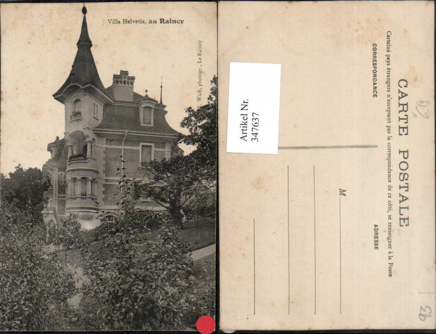 347637,Ile-de-France Seine-Saint-Denis Raincy Villa Helvetia