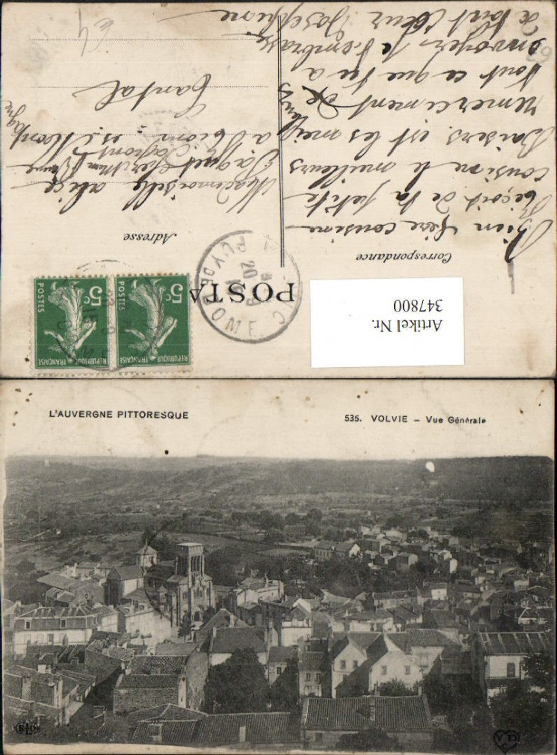 347800,Auvergne Puy-de-Dome Volvie Vue Generale Totale