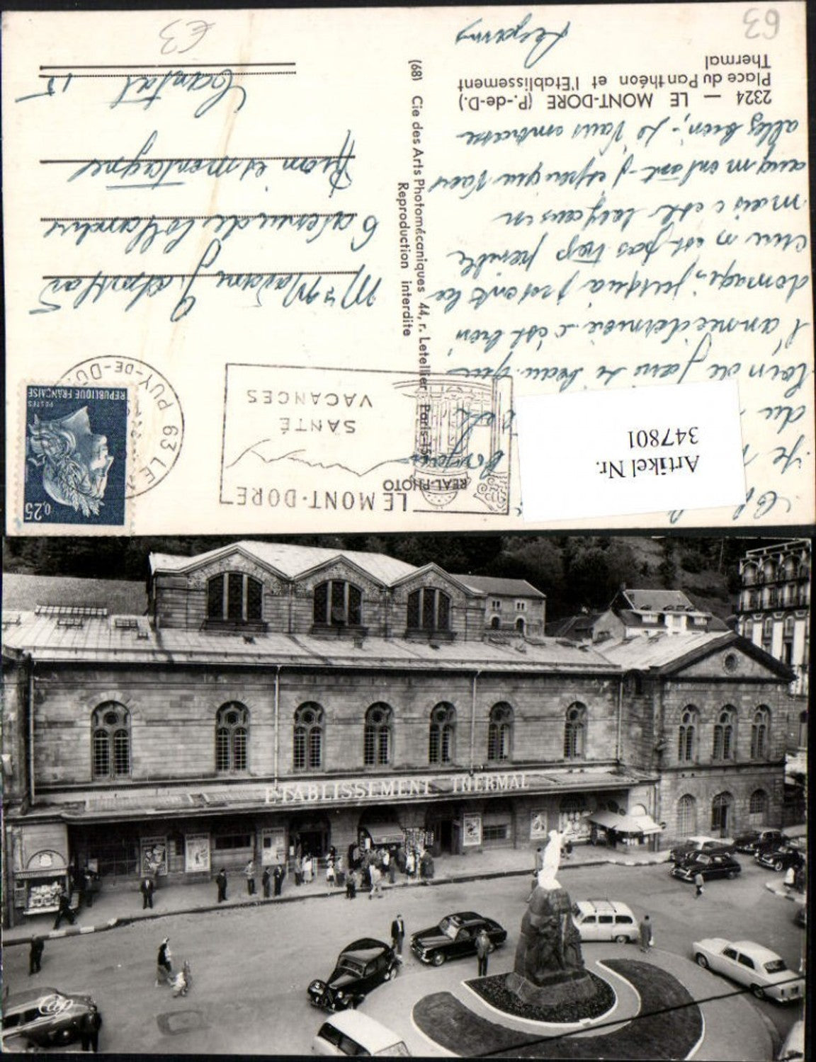 347801,Auvergne Puy-de-Dome Mont-Dore Place du Pantheon et Etablissement Thermal