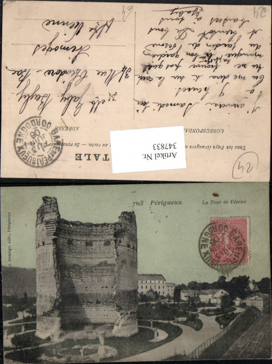 347833,Aquitanien Dordogne Perigueux La Tour de Vesone Turm