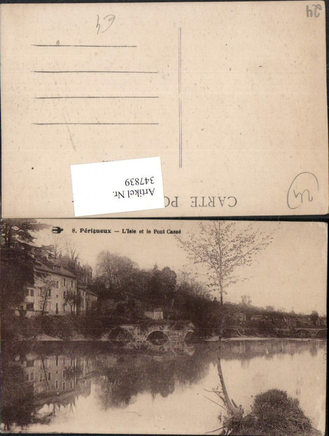 347839,Aquitanien Dordogne Perigueux L'Isle et le Pont Casse Brückenruine