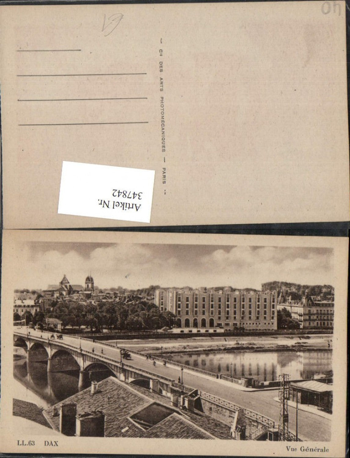 347842,Aquitanien Landes Dax Vue Generale Teilansicht Brücke