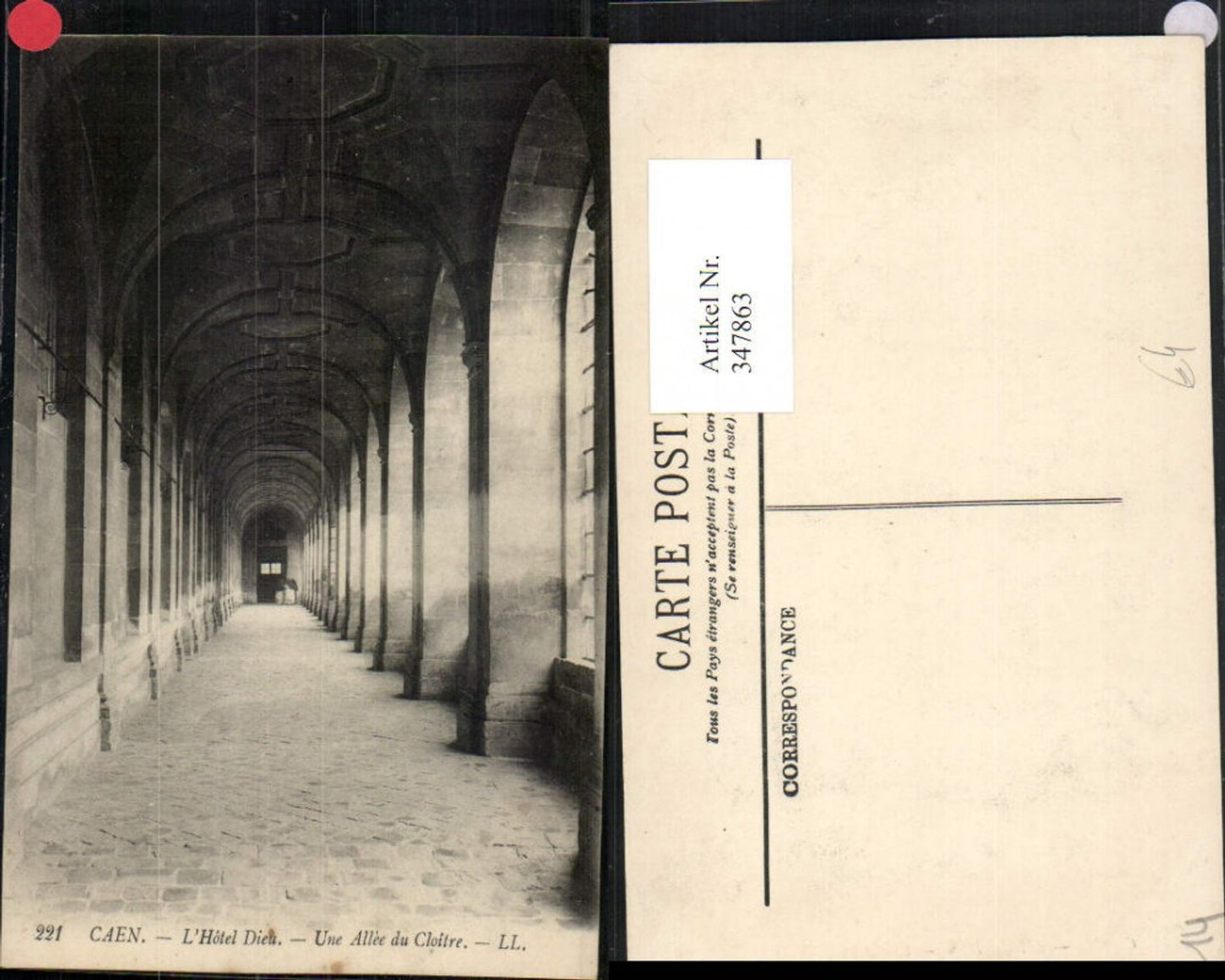 347863,Basse-Normandie Calvados Caen L'Hotel Dien Une Allee du Cloitre Kloster Gang