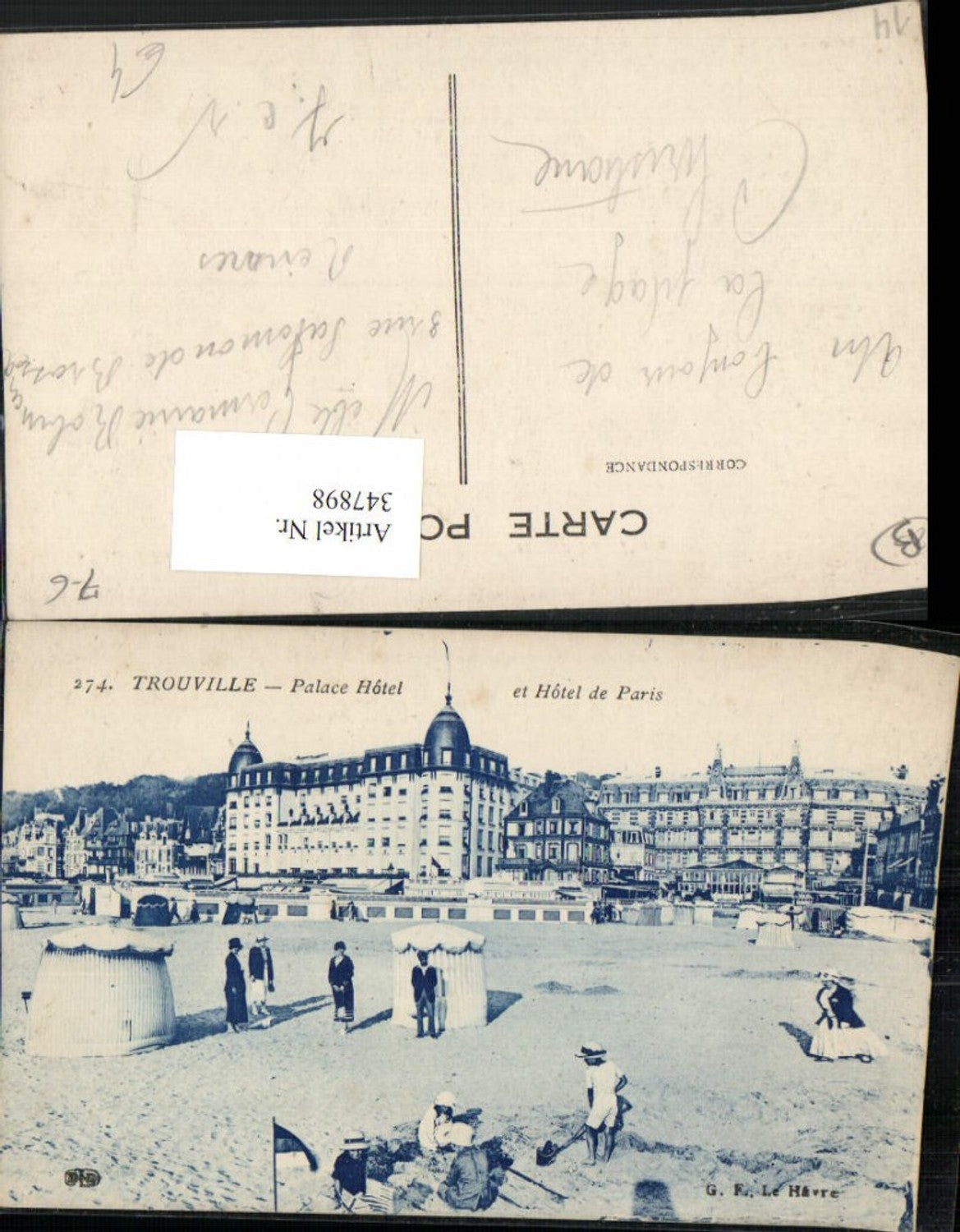 347898,Basse-Normandie Calvados Trouville Palace Hotel et Hotel de Paris Strand Strandleben