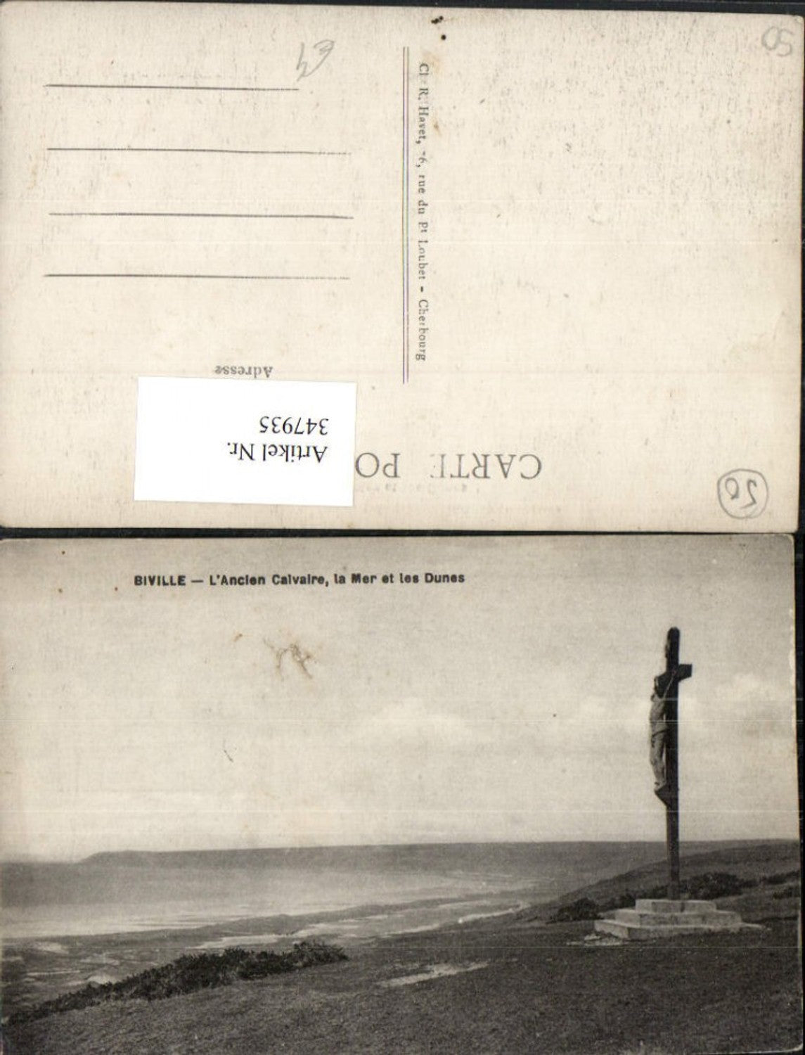 347935,Basse-Normandie Manche Biville L'Ancien Calvaire le Mer et les Dunes Kruzifix