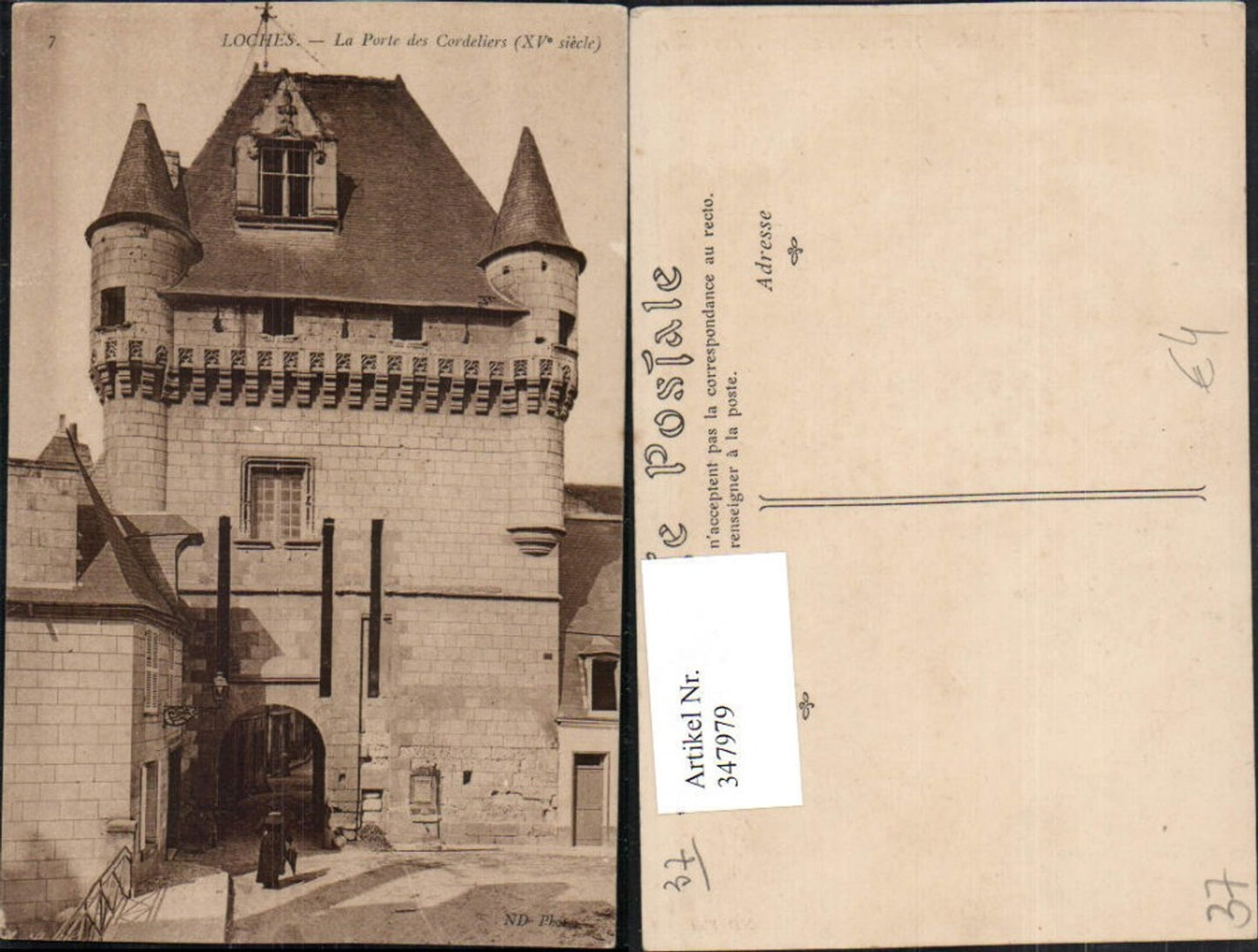 347979,Centre Indre-et-Loire Loches La Porte des Cordeliers Tor Erker