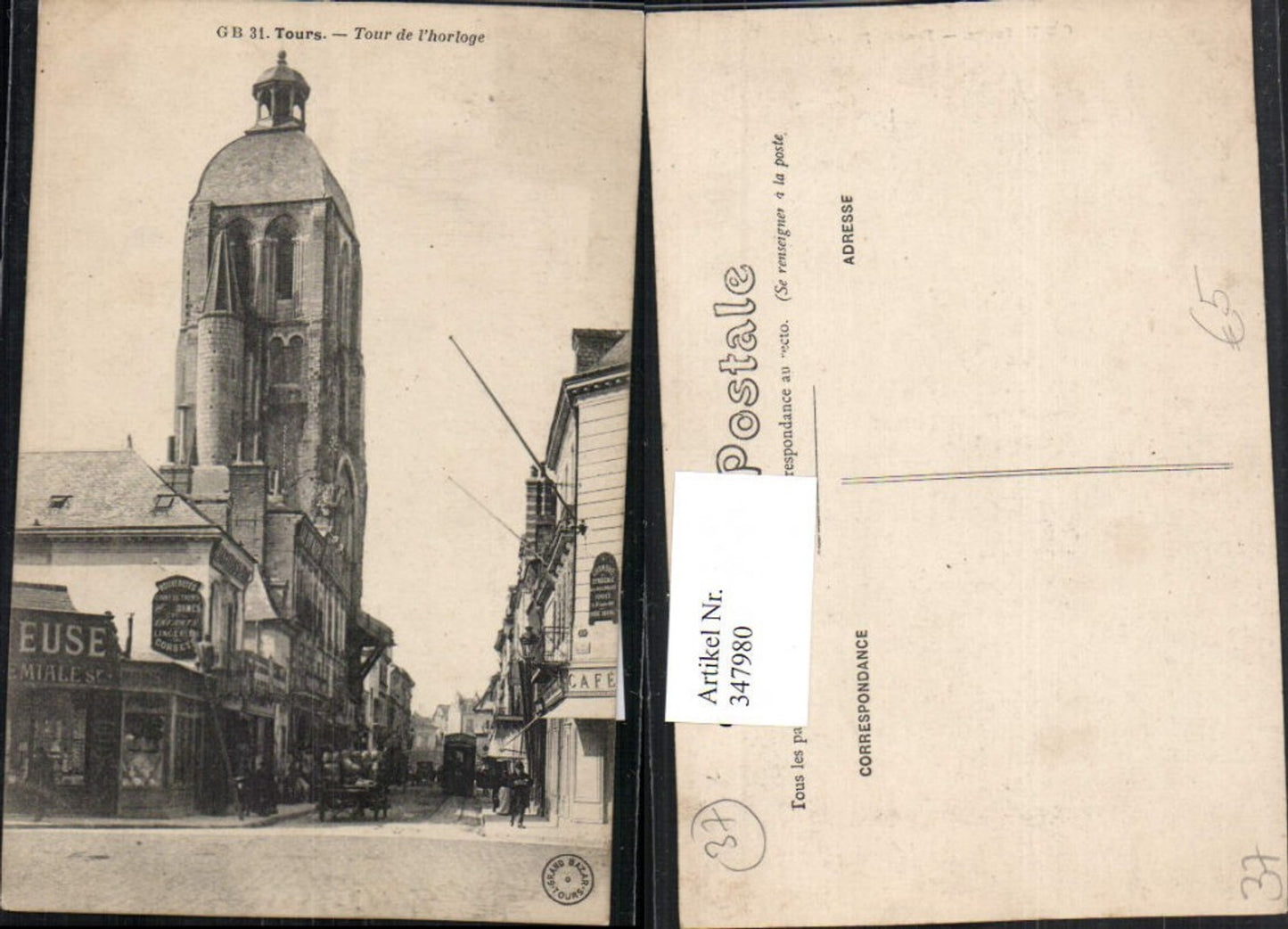 347980,Centre Indre-et-Loire Tours Tour de l#horloge Turm Straßenansicht