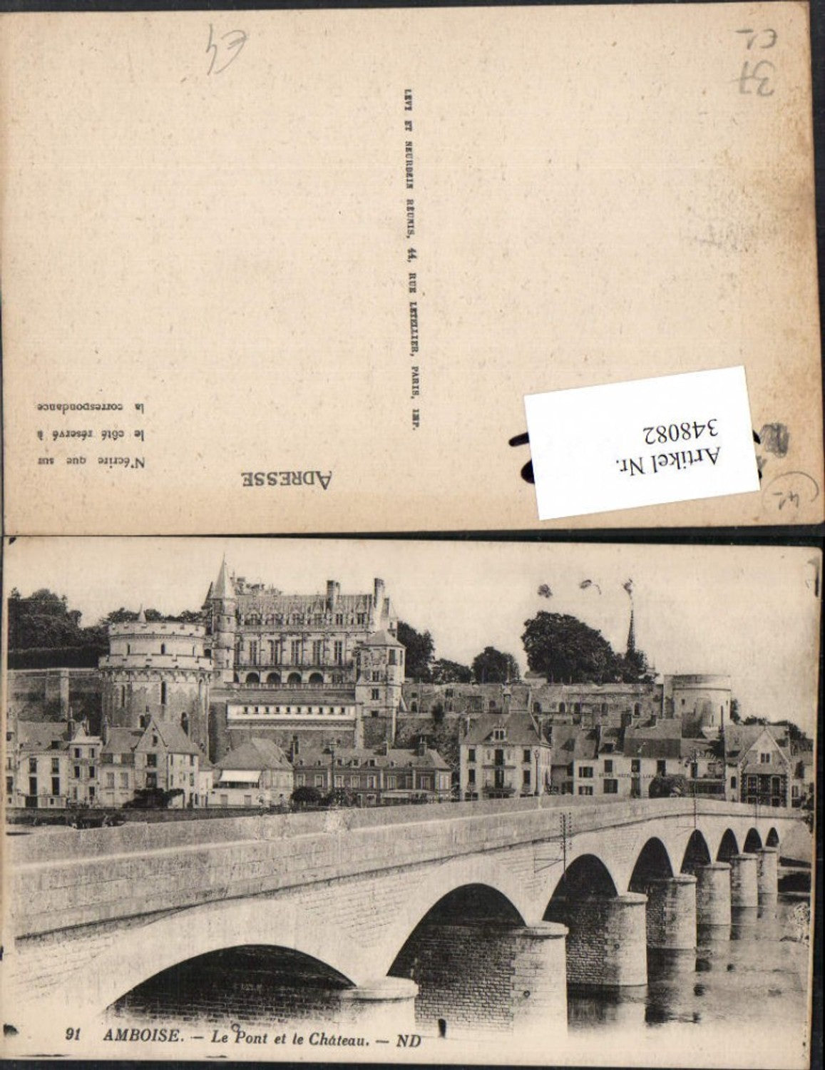 348082,Centre Indre-et-Loire Amboise Le Pont et le Chateau Brücke Schloss