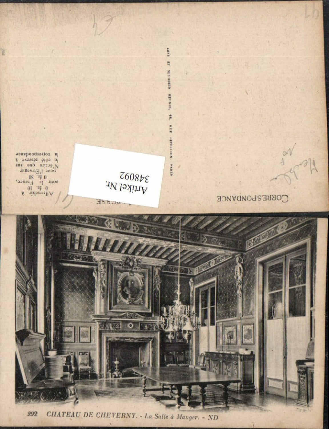 348092,Centre Loire-et-Cher Cheverny Chateau La Salle a Manger Schloss Innenansicht