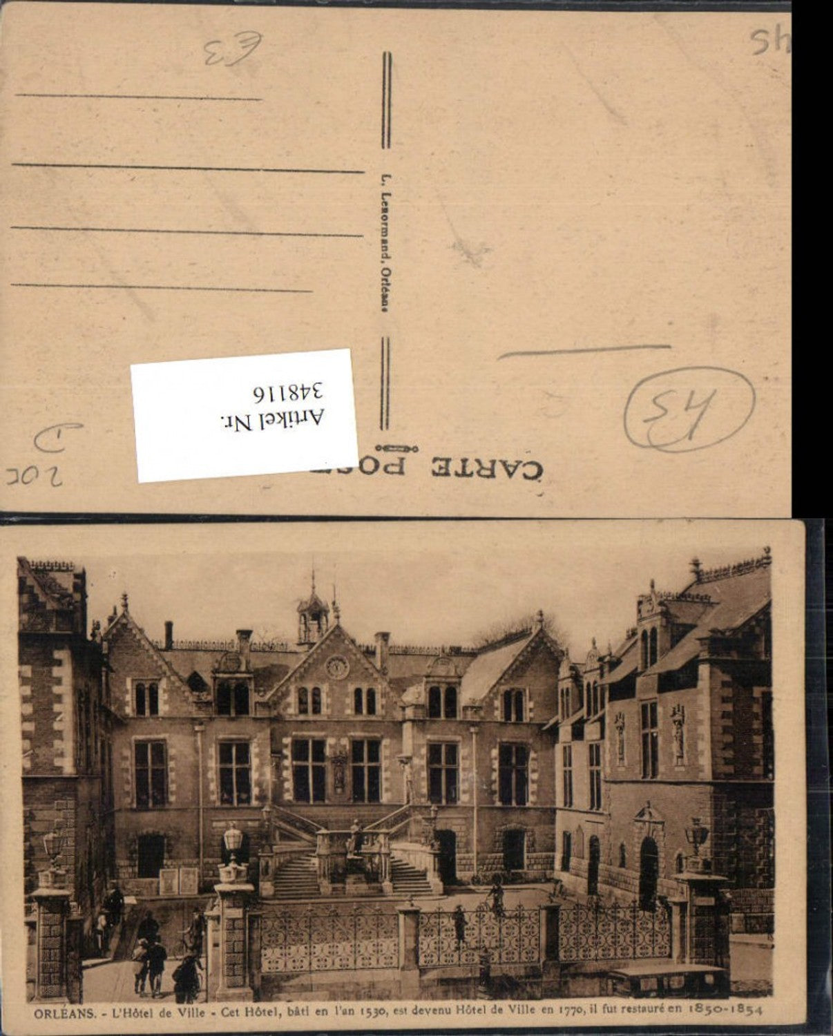 348116,Centre Loiret Orleans L'Hotel de Ville Rathaus