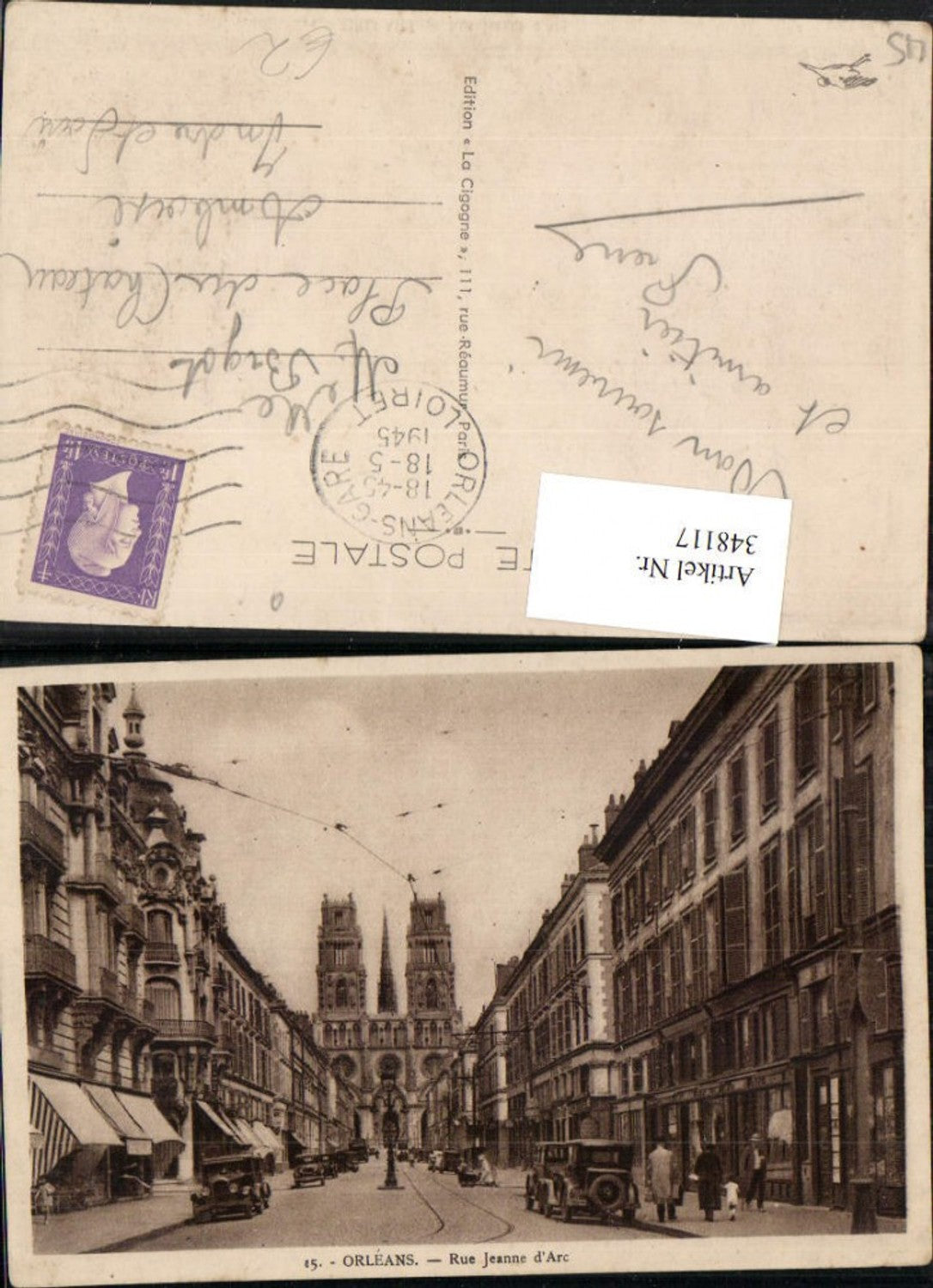 348117,Centre Loiret Orleans Rue Jeanne d'Arc Straßenansicht Kirche