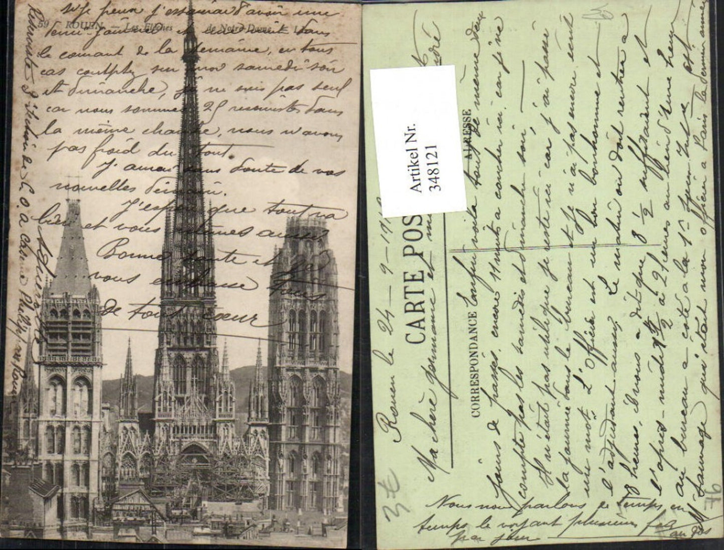 348121,Haute-Normandie Seine-Maritime Rouen Les Fleches de Notre-Dame Kirche