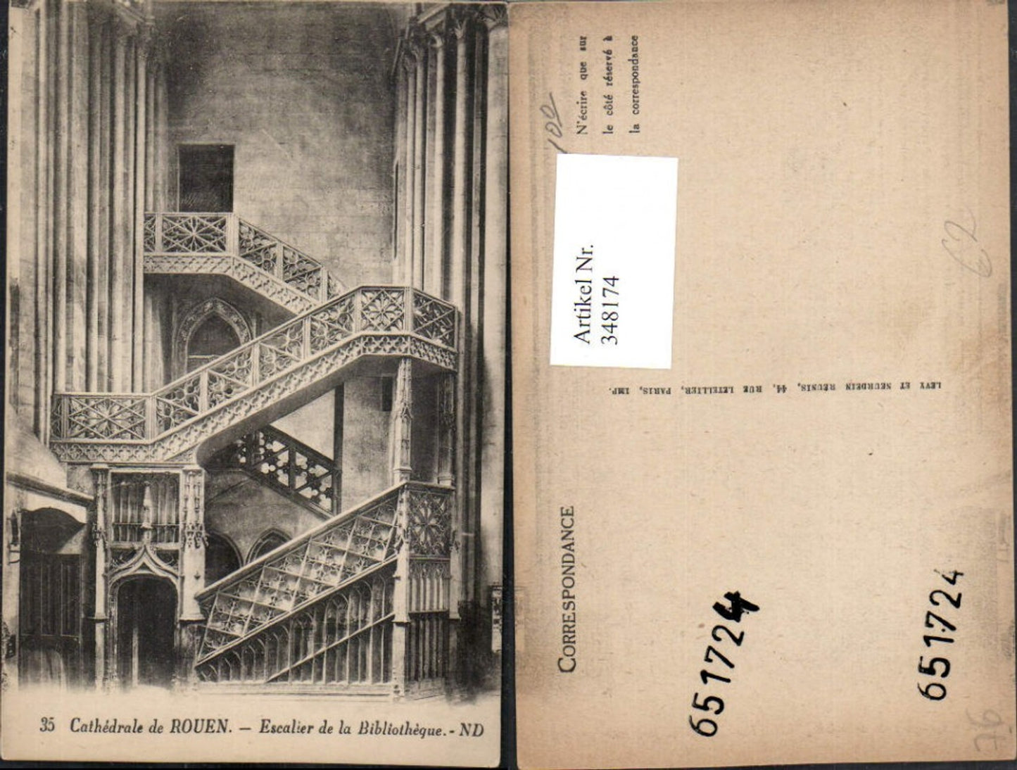 348174,Haute-Normandie Seine-Maritime Rouen Cathedrale Escalier de la Bibliotheque Treppe