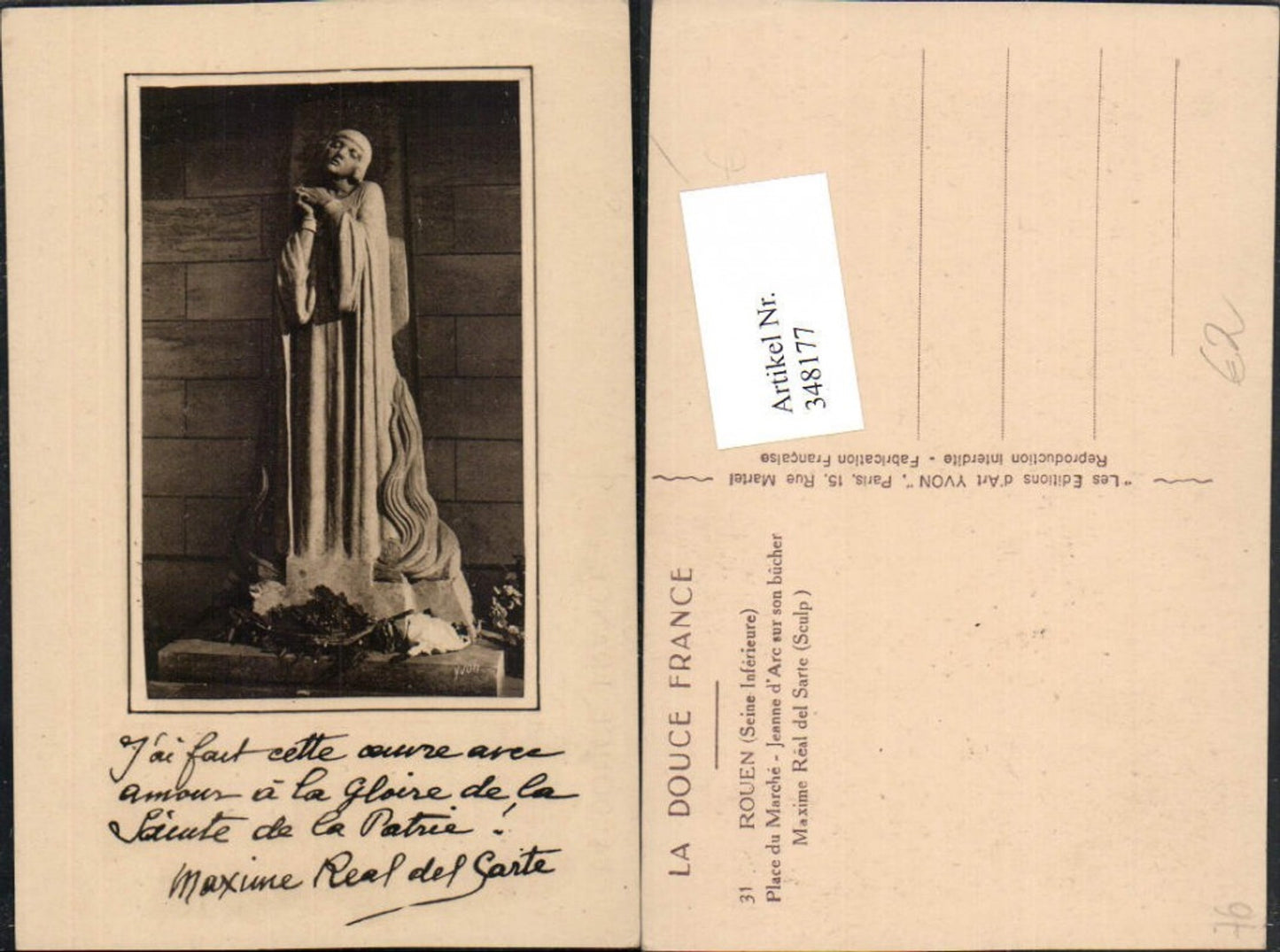 348177,Haute-Normandie Seine-Maritime Rouen Place du Marche Jeanne d'Arc sur son bucher Statue