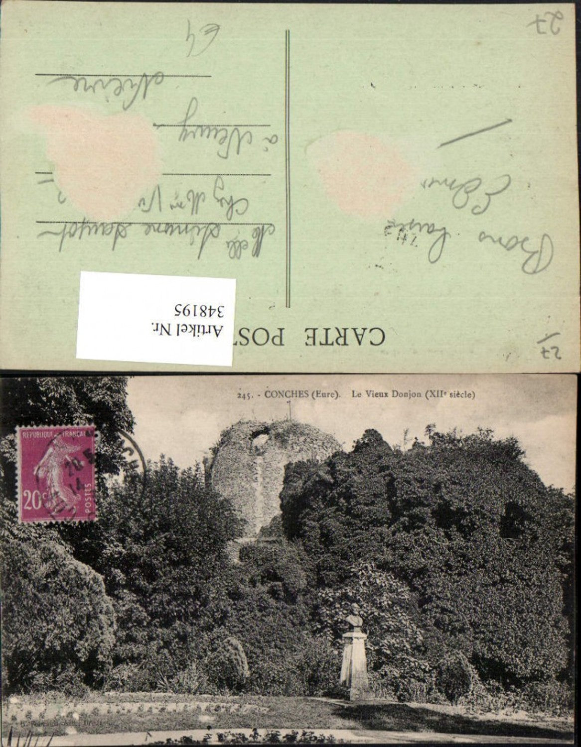 348195,Haute-Normandie Eure Conches Le Vieux Donjon Büste