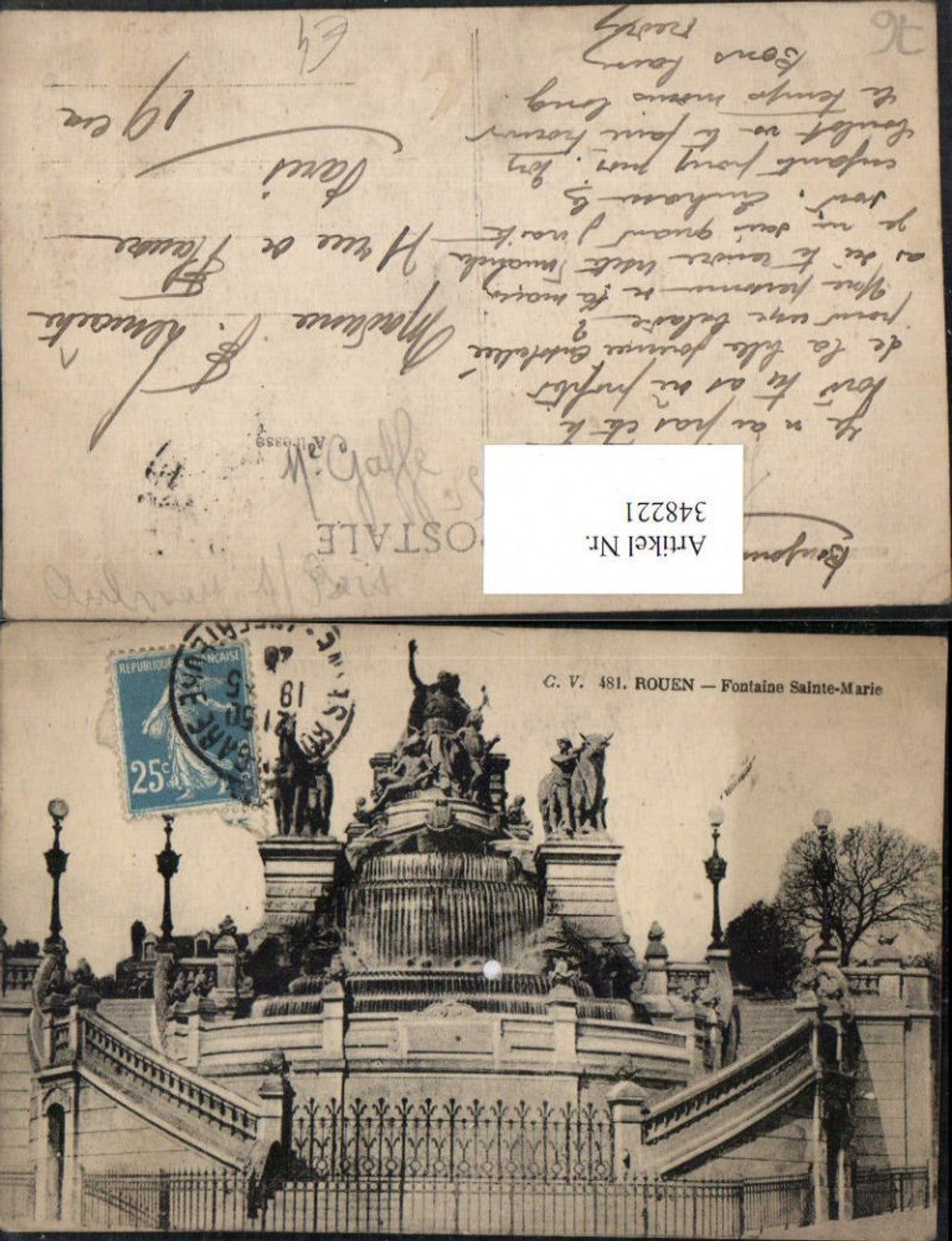 348221,Haute-Normandie Seine-Maritime Rouen Fontaine Sainte-Marie Brunnen Monument
