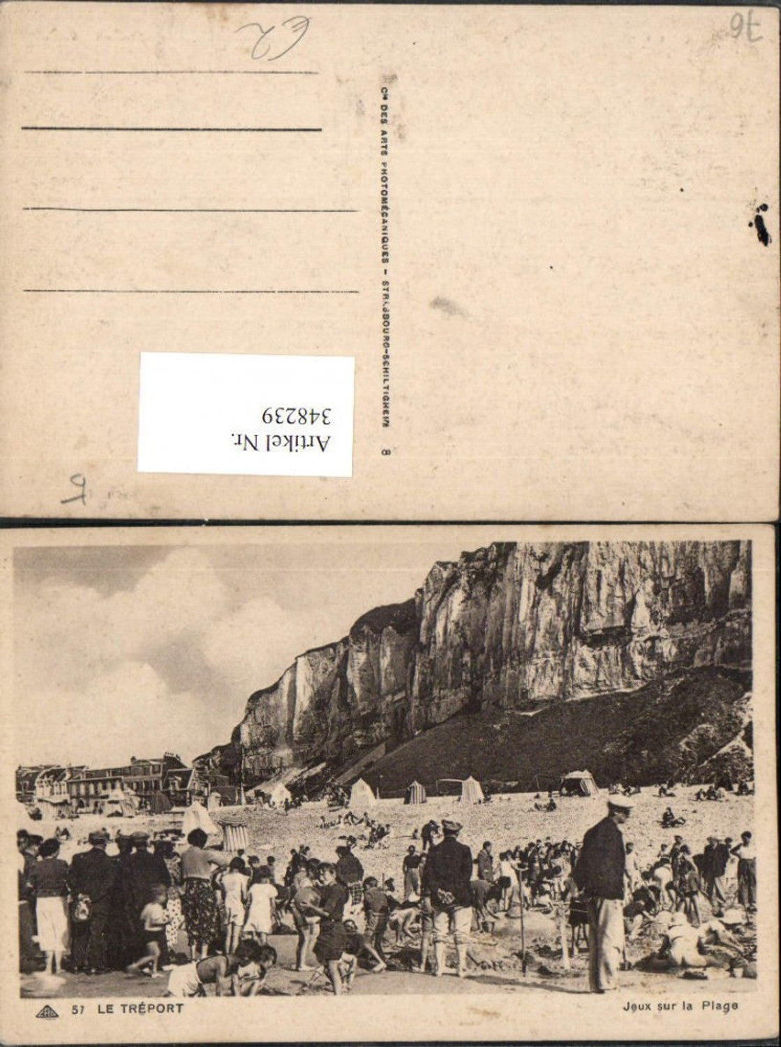 348239,Haute-Normandie Seine-Maritime Le Treport Jeux sur la Plage Strand Strandleben Steilküste