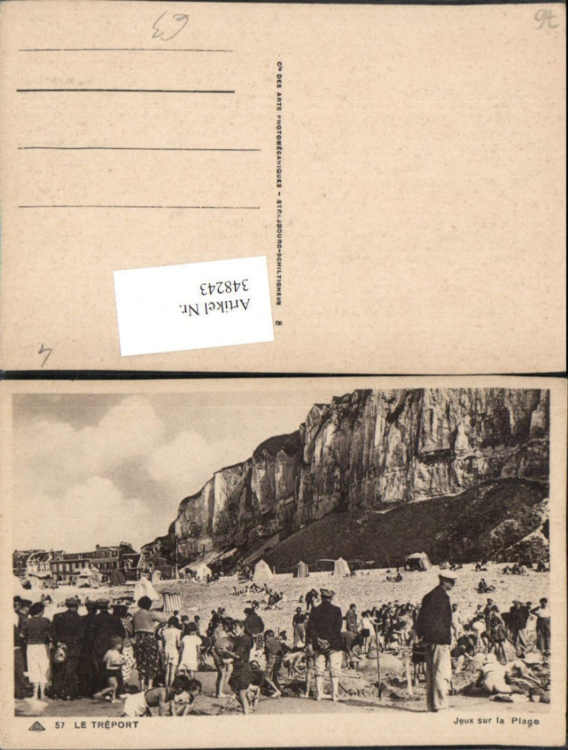 348243,Haute-Normandie Seine-Maritime Le Treport Jeux sur la Plage Strand Strandleben Steilküste