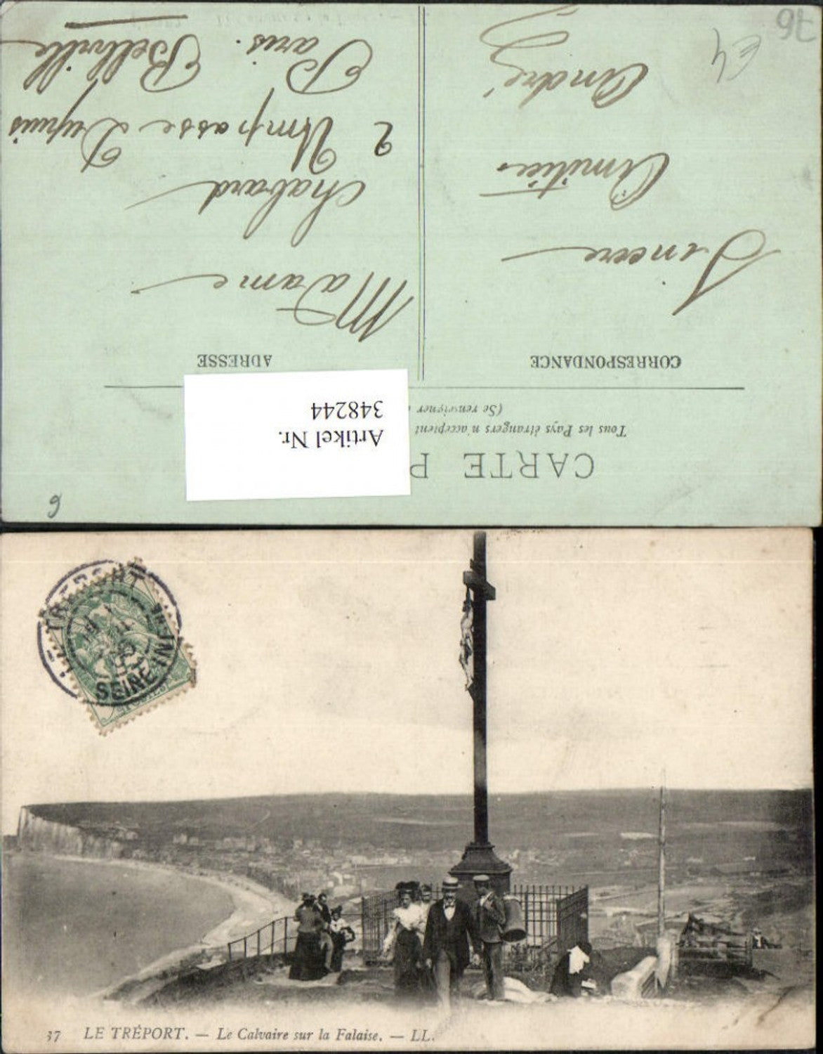 348244,Haute-Normandie Seine-Maritime Le Treport Le Calvaire sur la Falaise Kruzifix Kreuz