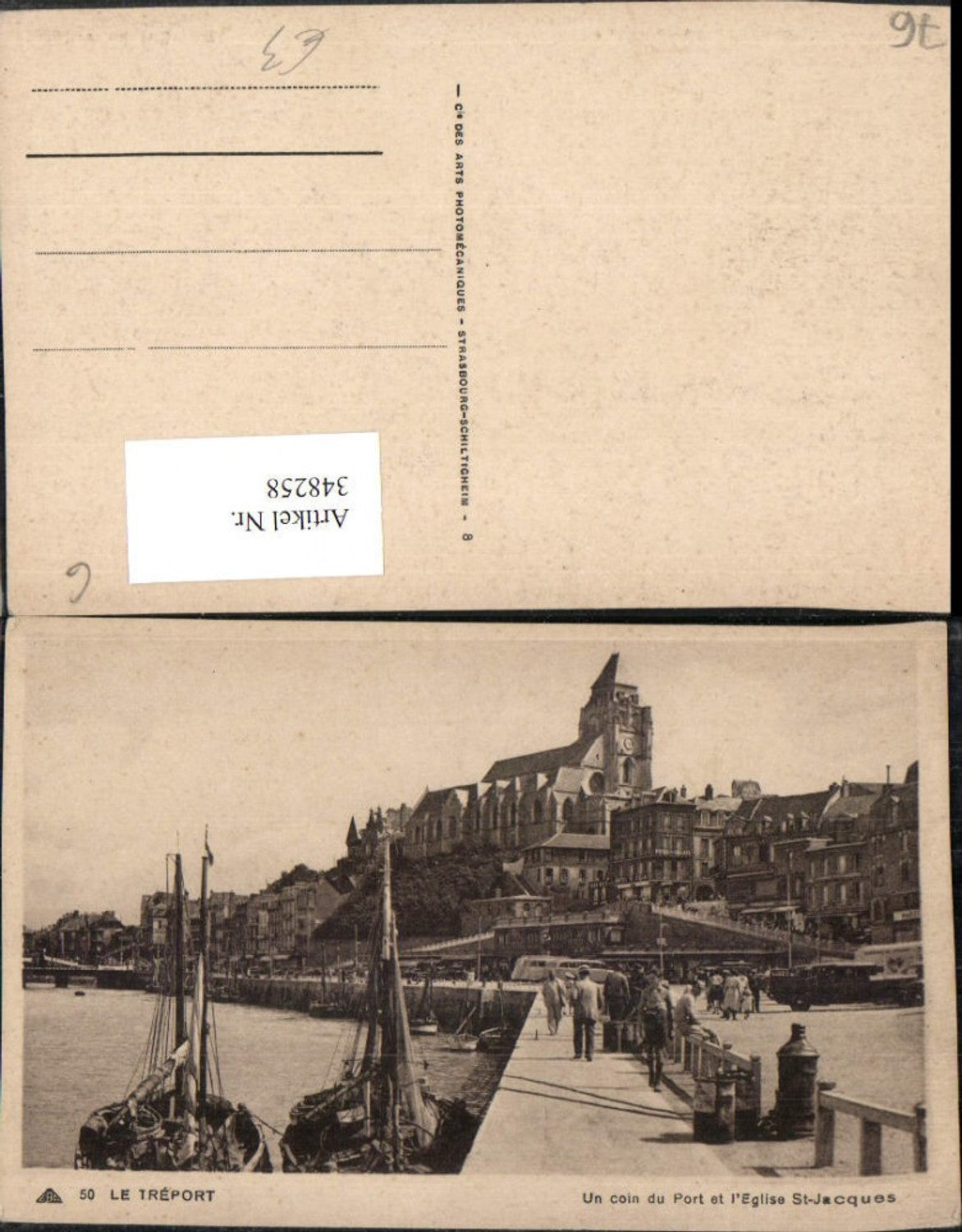 348258,Haute-Normandie Seine-Maritime Le Treport Un coin du Port et l'Eglise St-Jacques Kirche