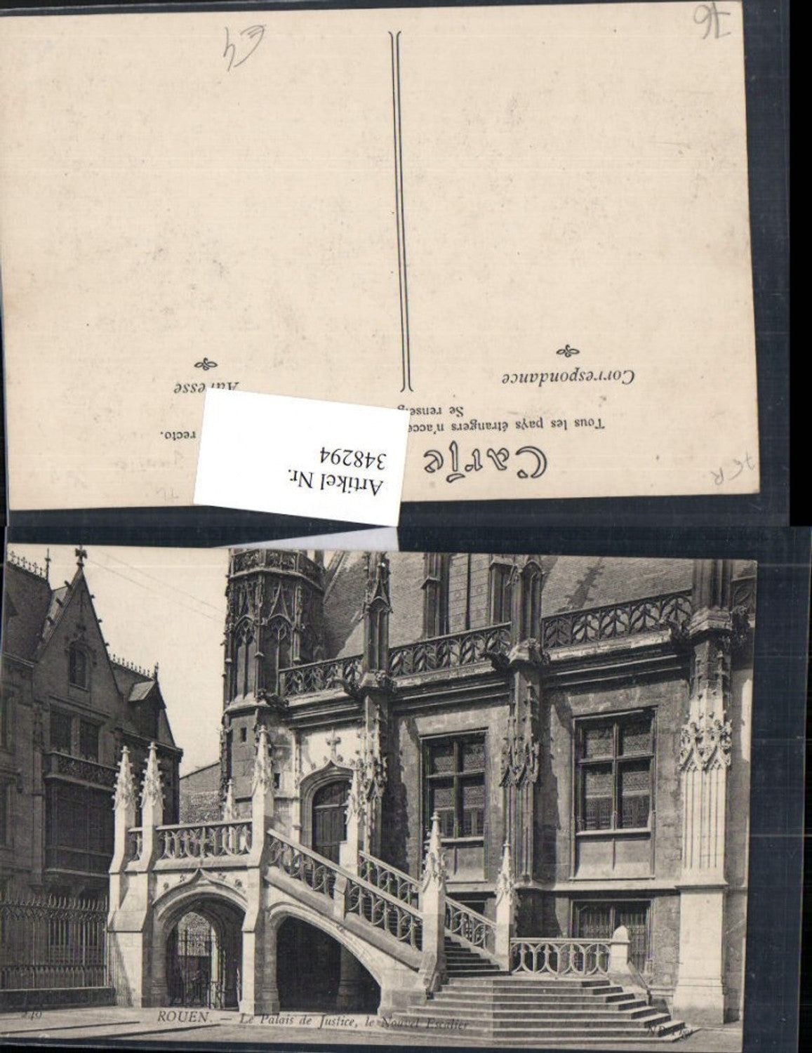 348294,Haute-Normandie Seine-Maritime Rouen Le Palais de Justice Nouvel Escalier Stiege