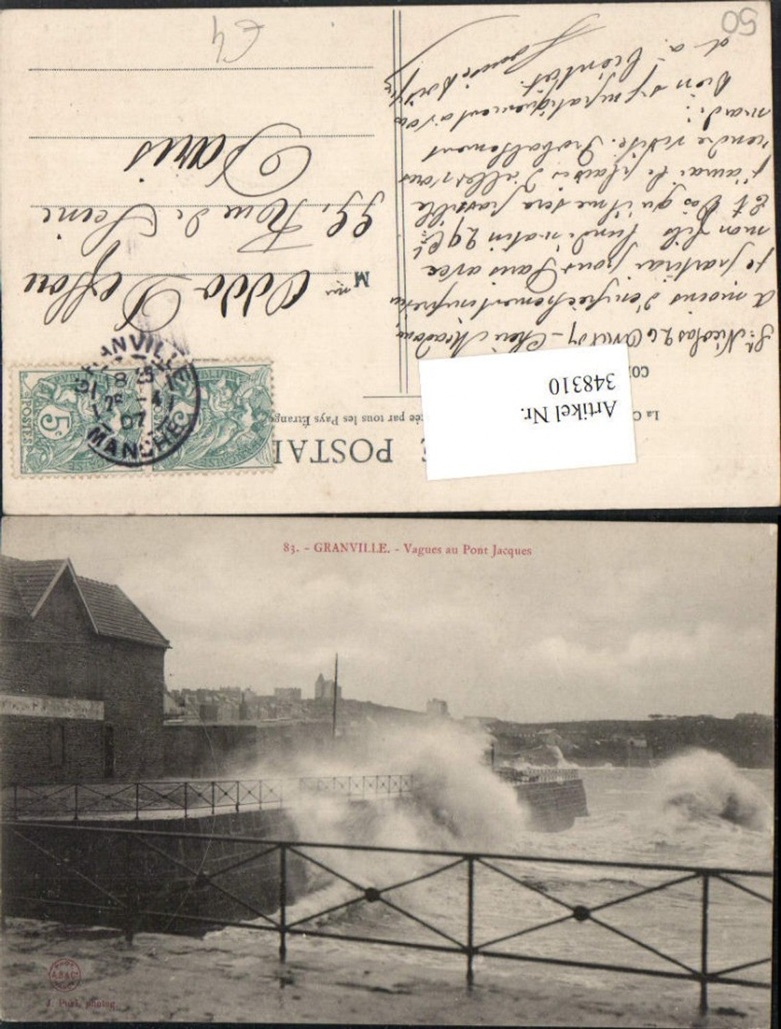 348310,Basse-Normandie Manche Granville Vagues au Pont Jacques Brandung