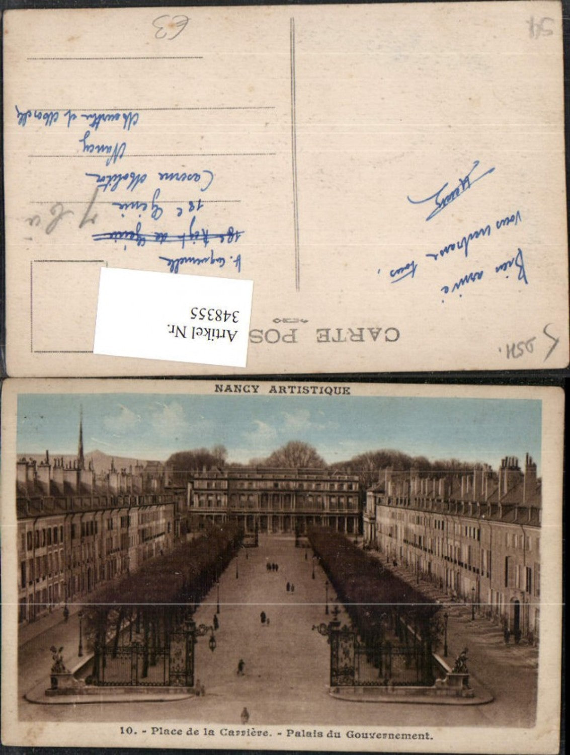 348355,Lothringen Meurthe-et-Moselle Nancy Place de la Carriere Palais du Gouvernement