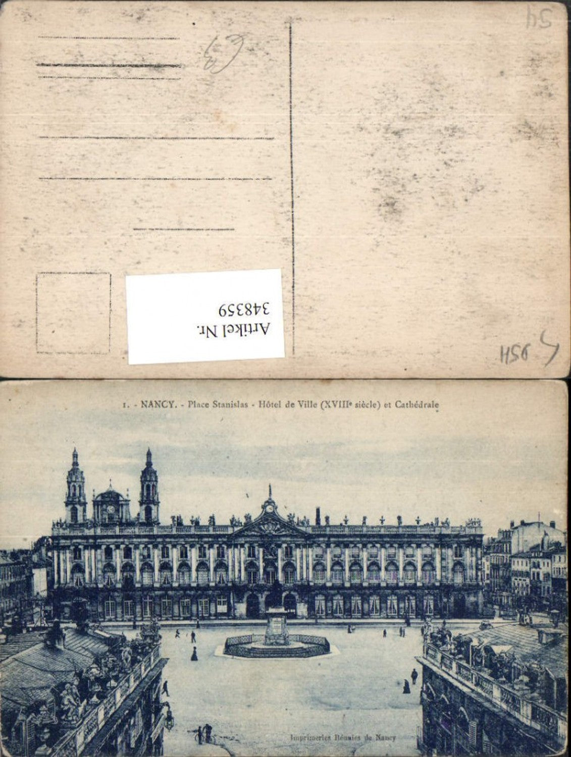 348359,Lorraine Meurthe-et-Moselle Nancy Place Stanislas Hotel de Ville et Cathedrale Town Hall