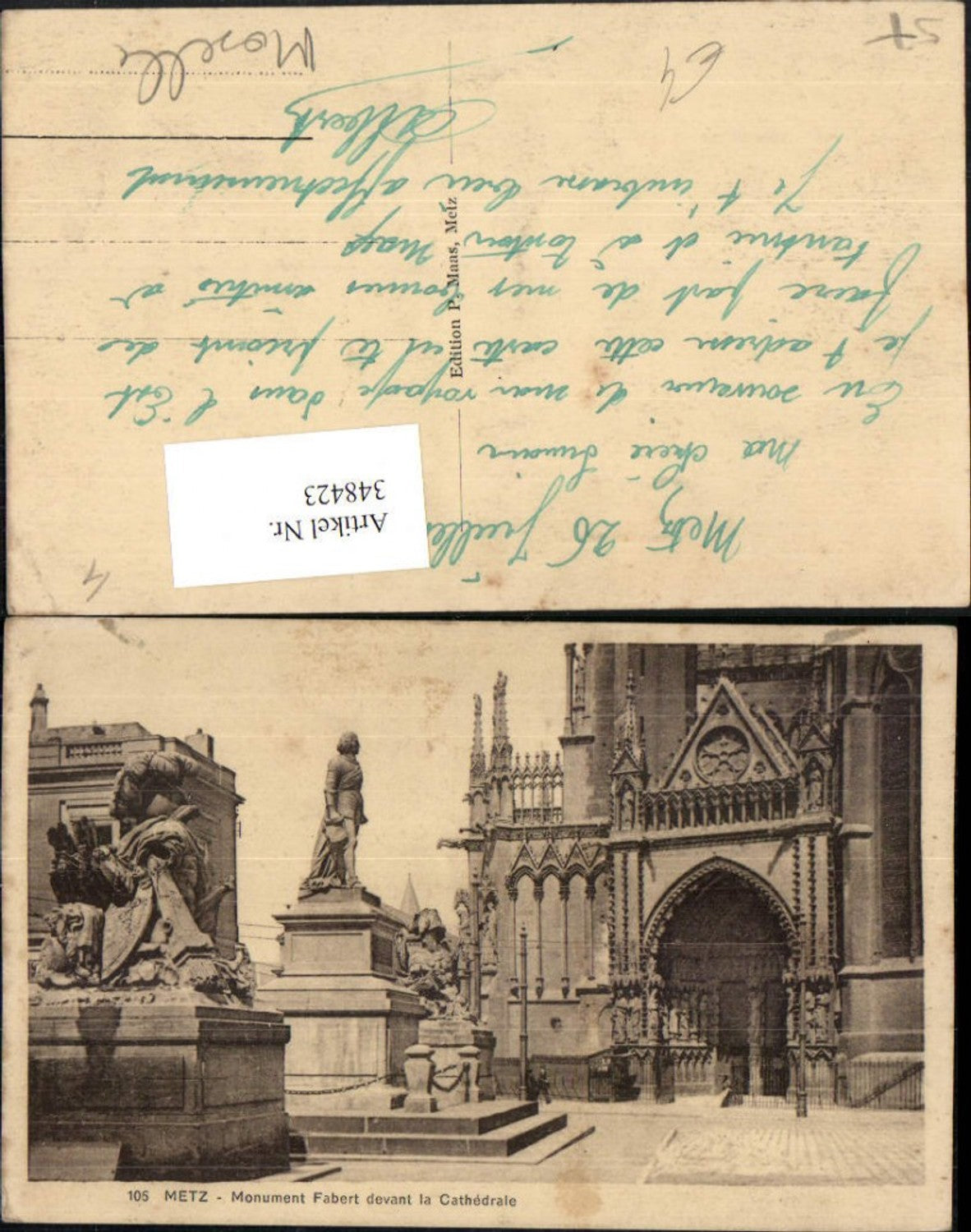 348423,Lothringen Moselle Metz Monument Fabert devant la Cathedrale Kirche