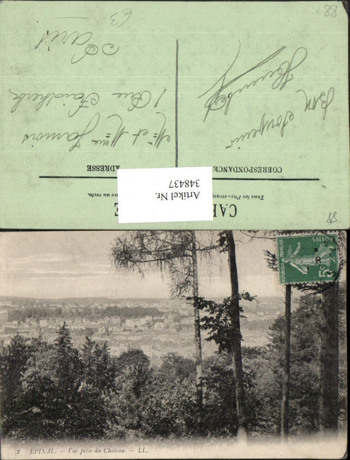 348437,Lothringen Vosges Epinal Vue prise du Chateau Teilansicht