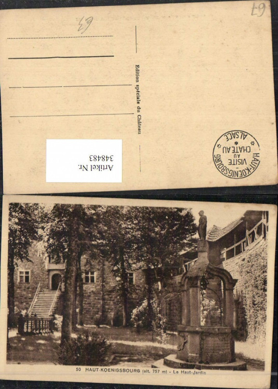 348483,Elsass Bas-Rhin Haut-Koenigsbourg Burg b. Orschwiller Le Haut-Jardin Brunnen