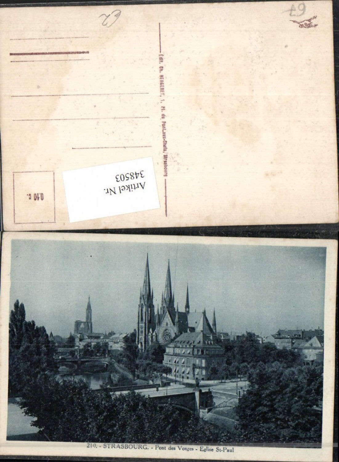 348503,Elsass Bas-Rhin Strasbourg Straßburg Pont des Vosges Eglise St-Paul Kirche Brücke