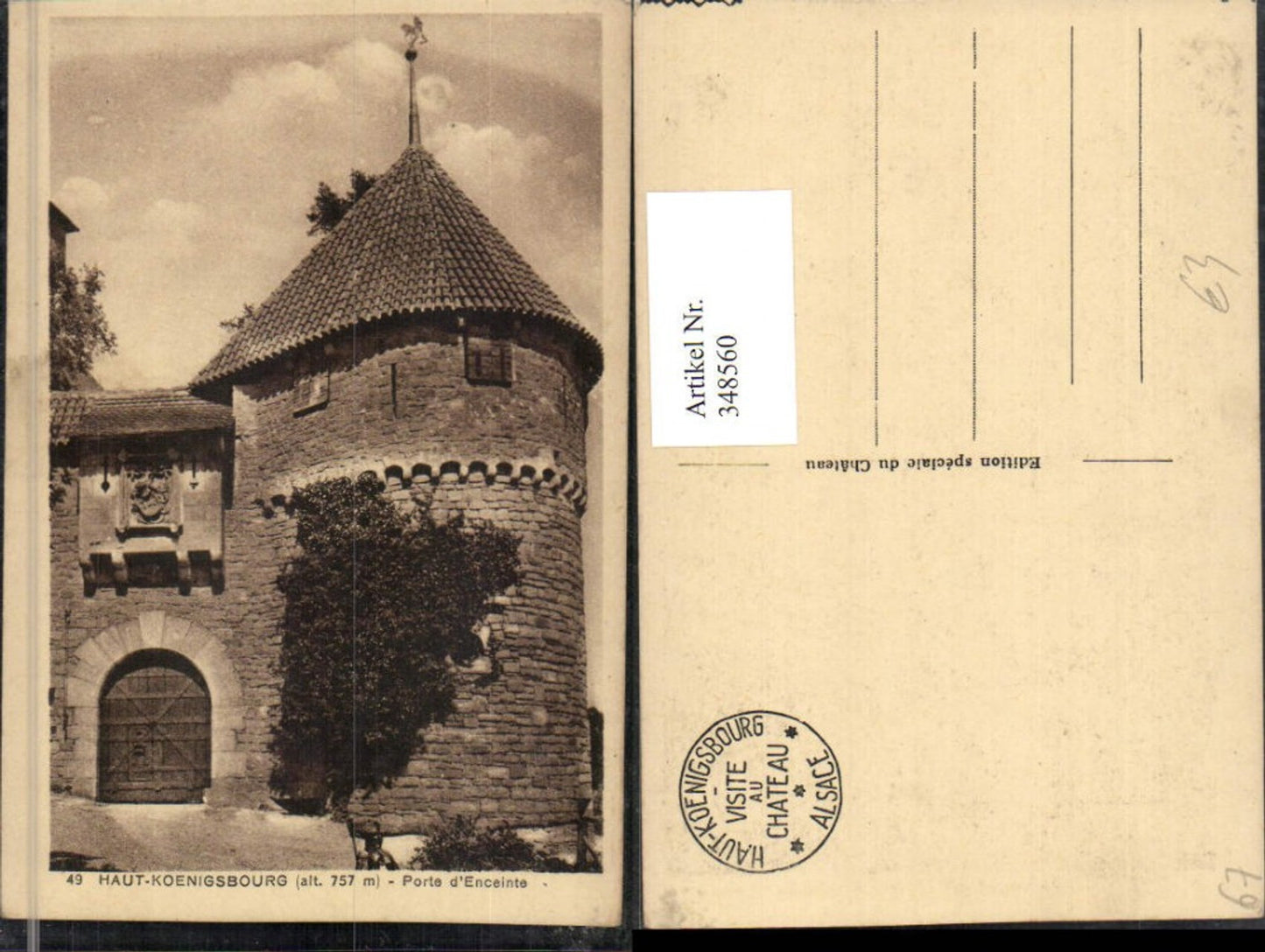 348560,Elsass Bas-Rhin Haut-Koenigsburg Burg b. Orschwiller Porte d'Enceinte Portal