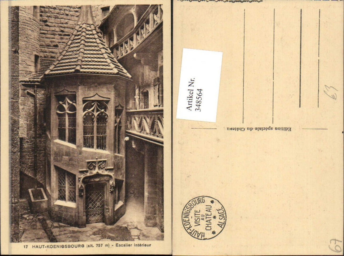 348564,Elsass Bas-Rhin Haut-Koenigsburg Burg b. Orschwiller Escalier interieur Wendeltreppe