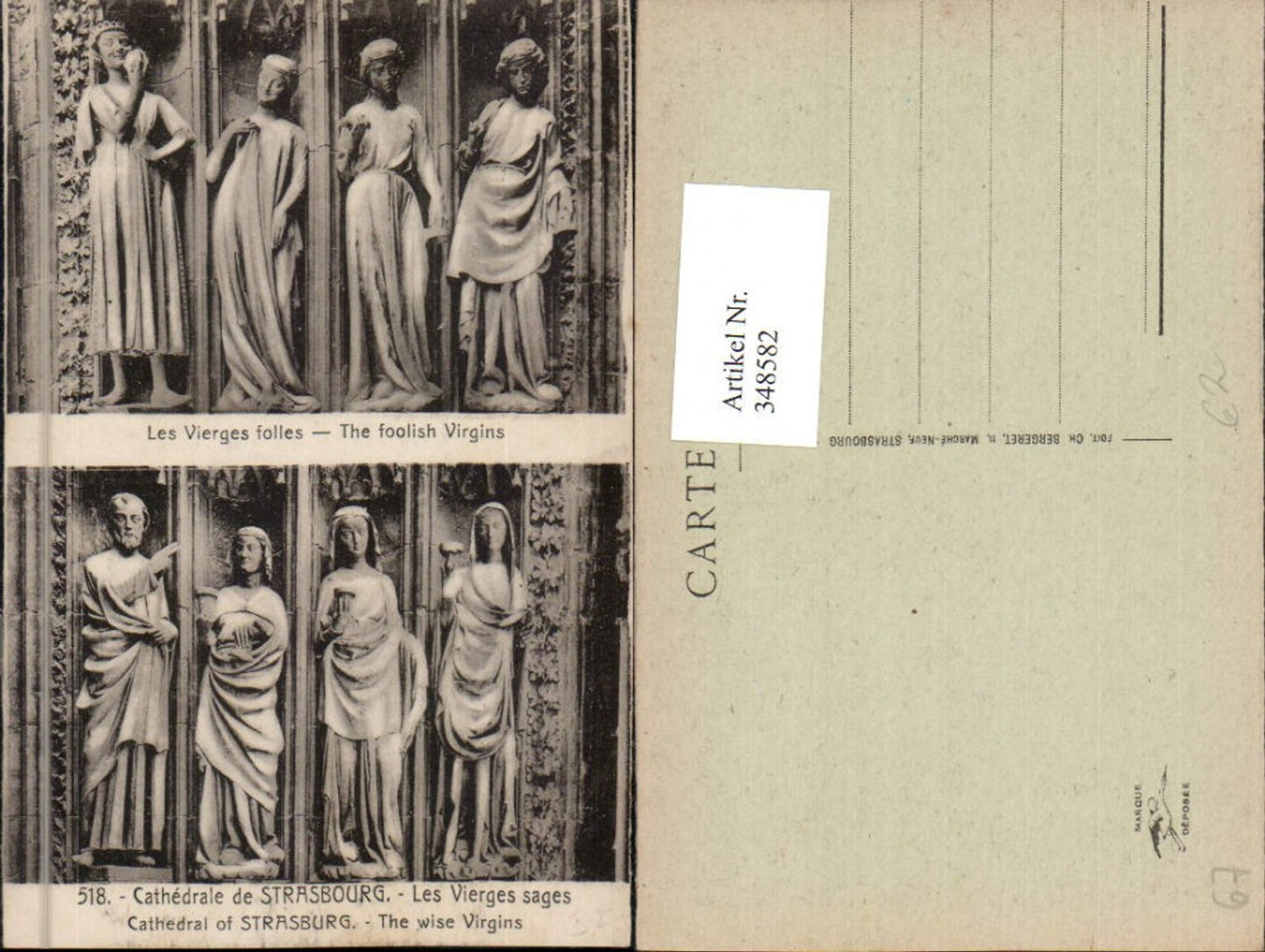 348582,Elsass Bas-Rhin Strasbourg Straßburg Cathedrale Les Vierges sages Kirche Statuen