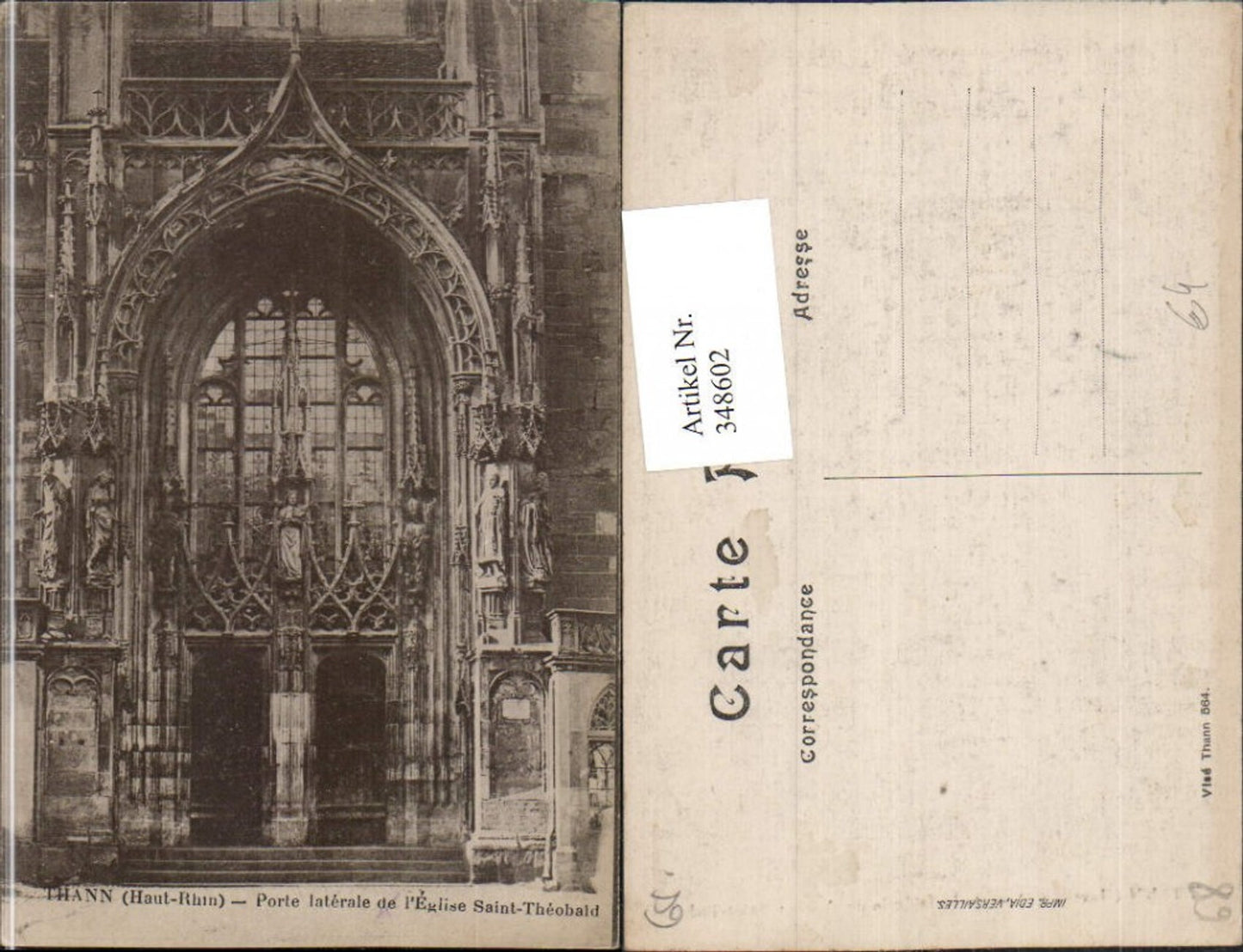 348602,Elsass Haut-Rhin Thann Porte laterale de l'Eglise Saint-Theobald Kirchenportal