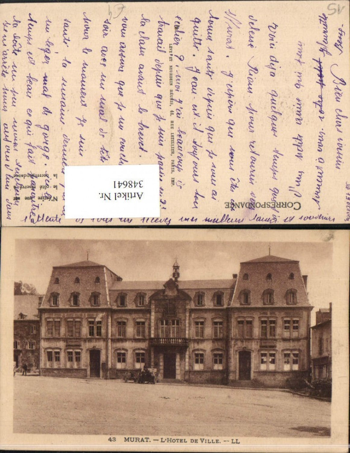 348641,Auvergne Cantal Murat L'Hotel de Ville Rathaus