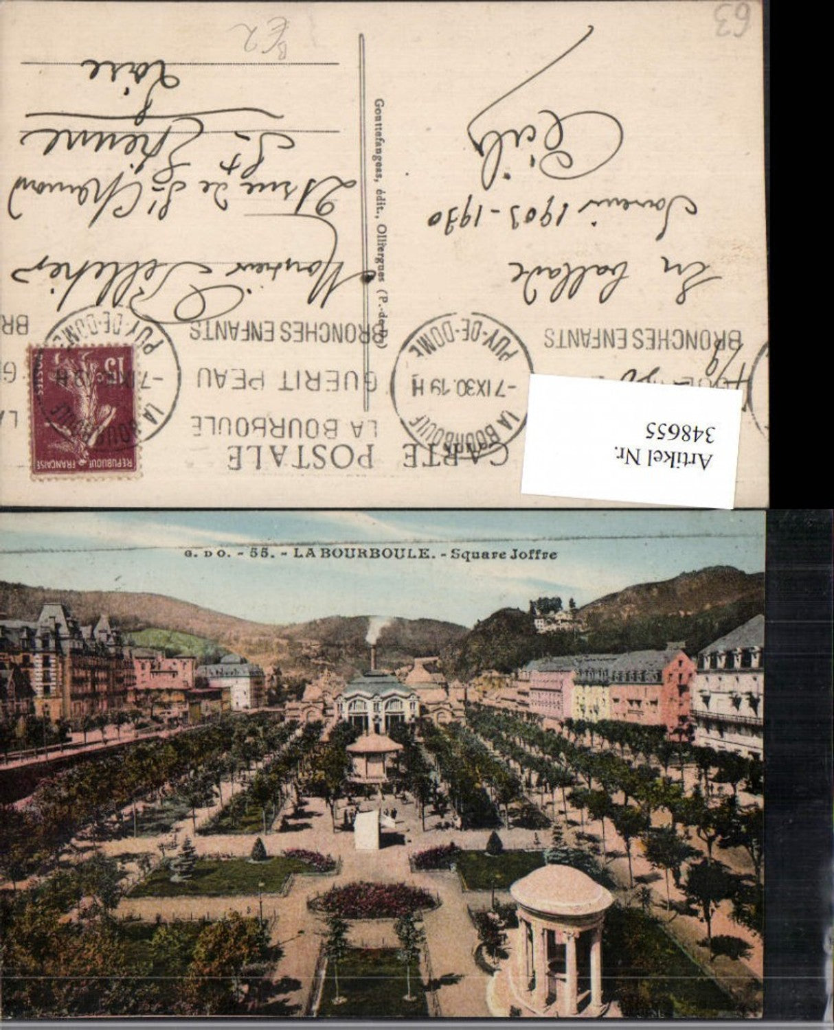 348655,Auvergne Puy-de-Dome La Bourboule Square Joffre Park Tempel