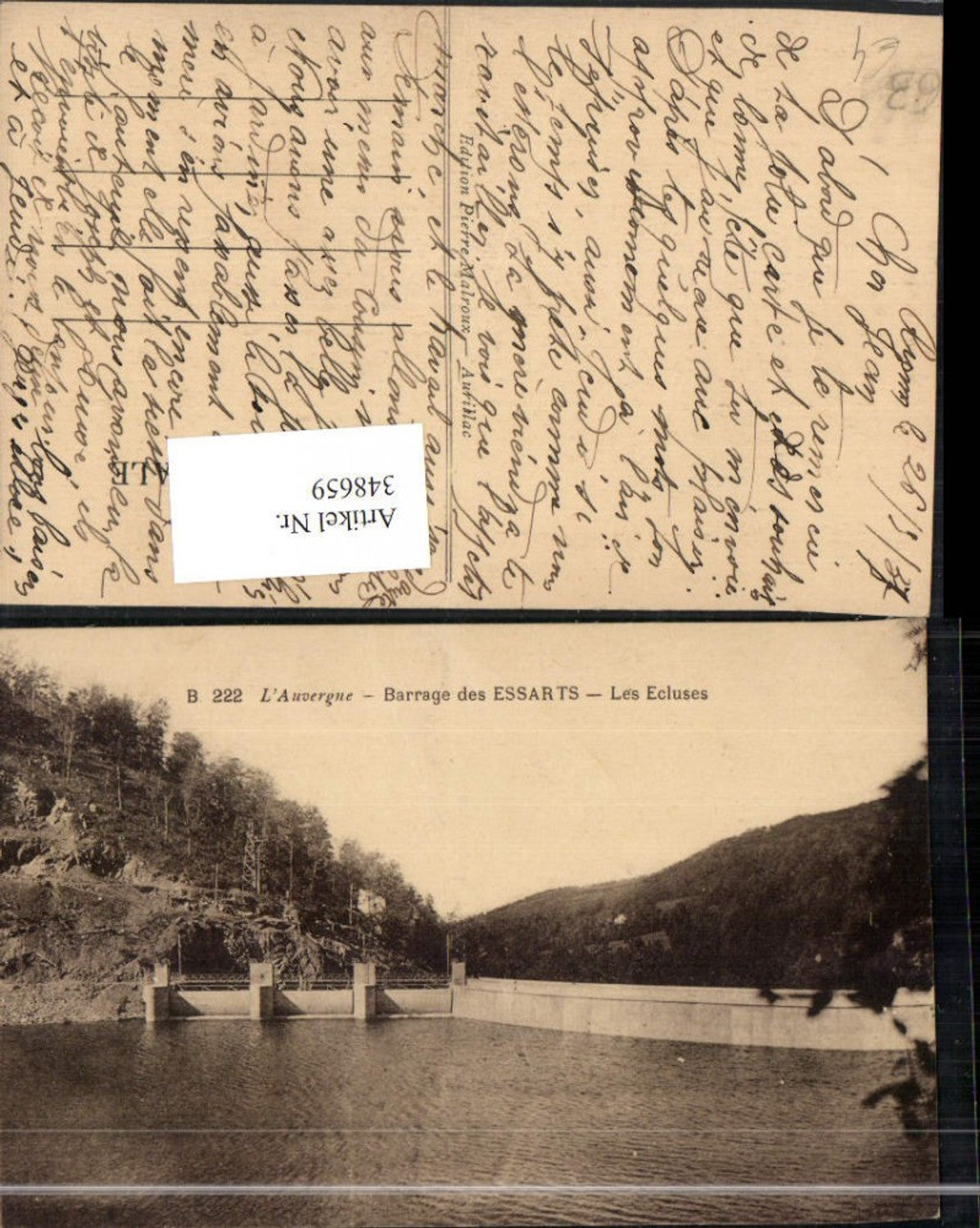 348659,Auvergne Puy-de-Dome Barrage des Essarts Les Ecules Talsperre Stausee